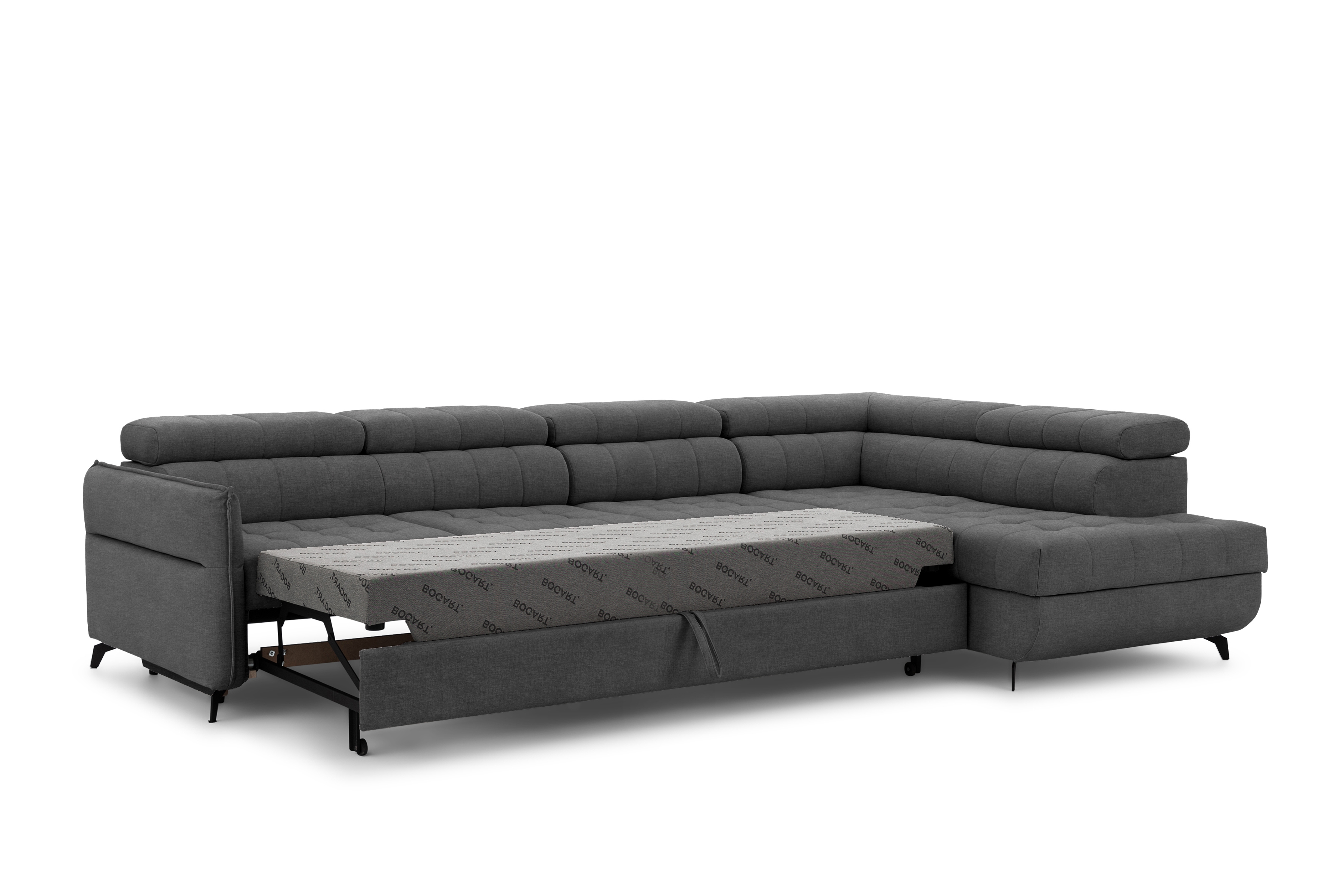 Rozkládací rohová sedací souprava Elarias Maxi pravá - grafitová Zetta 305 Rohová sedací souprava Elarias Maxi rozkládací pravá - grafitová samet latwoczyszczacy Zetta 305