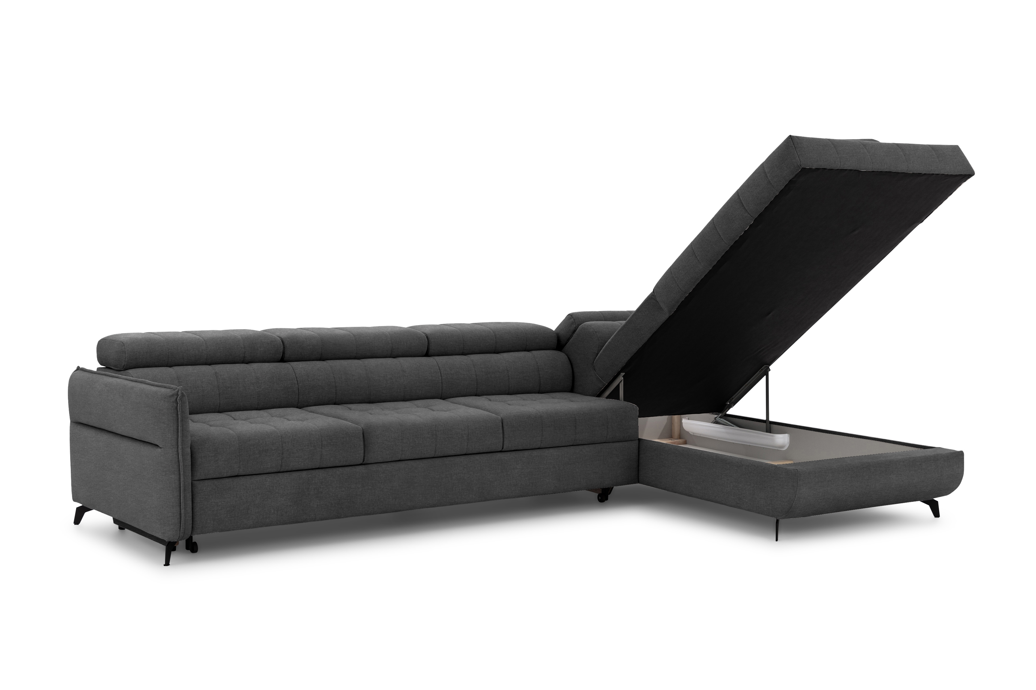 Rozkládací rohová sedací souprava Elarias Maxi pravá - grafitová Zetta 305 Rohová sedací souprava Elarias Maxi rozkládací pravá - grafitová samet latwoczyszczacy Zetta 305