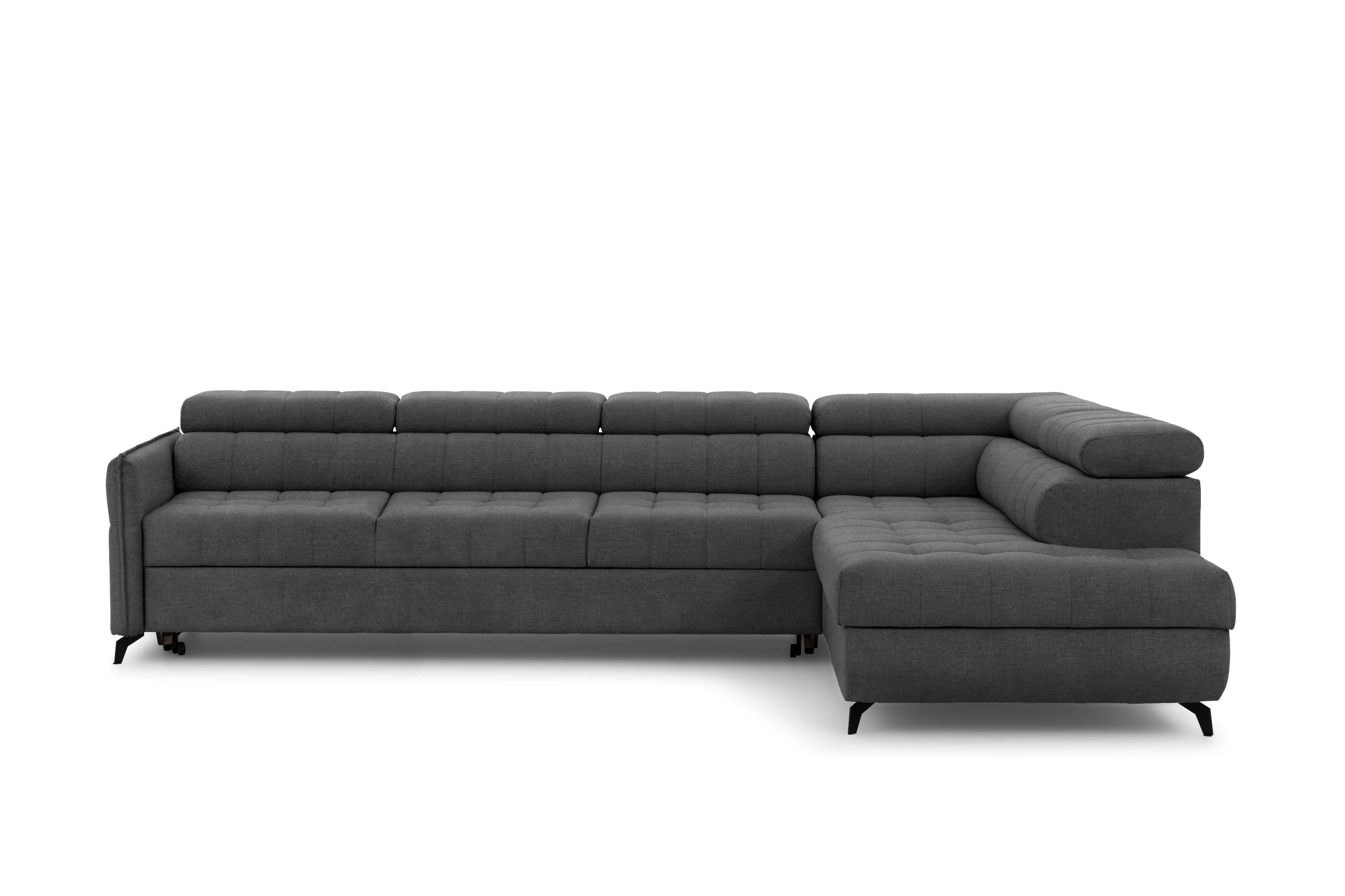 Rozkládací rohová sedací souprava Elarias Maxi pravá - grafitová Zetta 305 Rohová sedací souprava Elarias Maxi rozkládací pravá - grafitová samet latwoczyszczacy Zetta 305