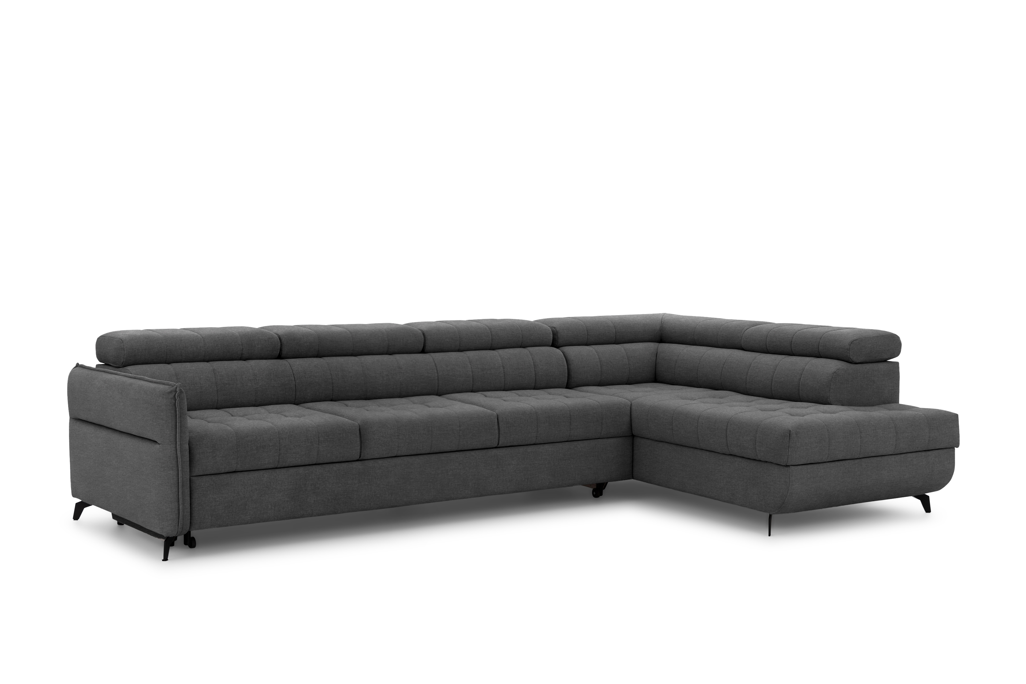 Rozkládací rohová sedací souprava Elarias Maxi pravá - grafitová Zetta 305 Rohová sedací souprava Elarias Maxi rozkládací pravá - grafitová samet latwoczyszczacy Zetta 305