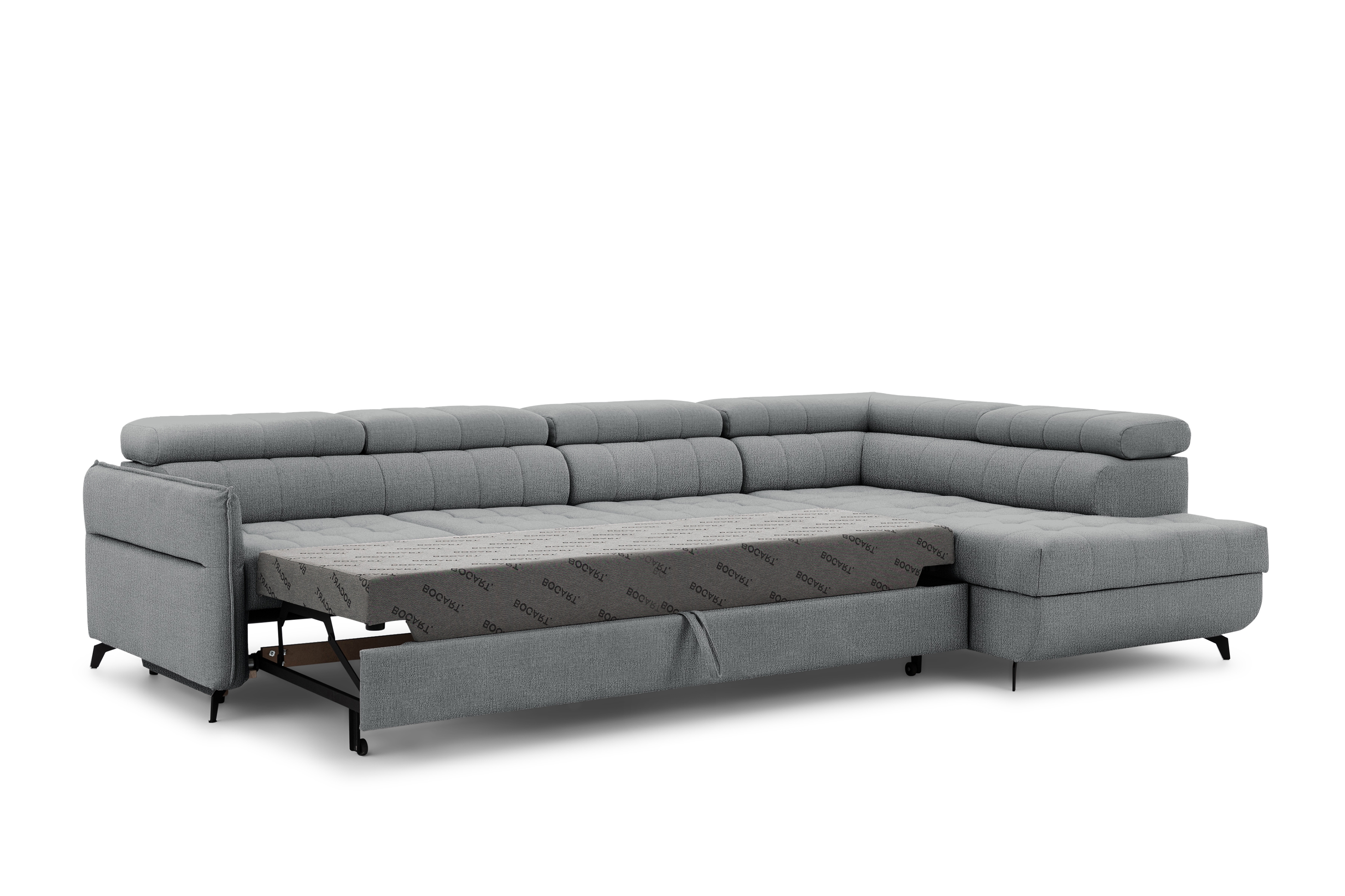 Rozkladacia rohová sedacia súprava Elarias Maxi pravá - šedá žinylka Perfect Harmony 85 Rohová sedacia súprava Elarias Maxi s funkciou spánku pravá strana - šedý šenil Perfect Harmony 85