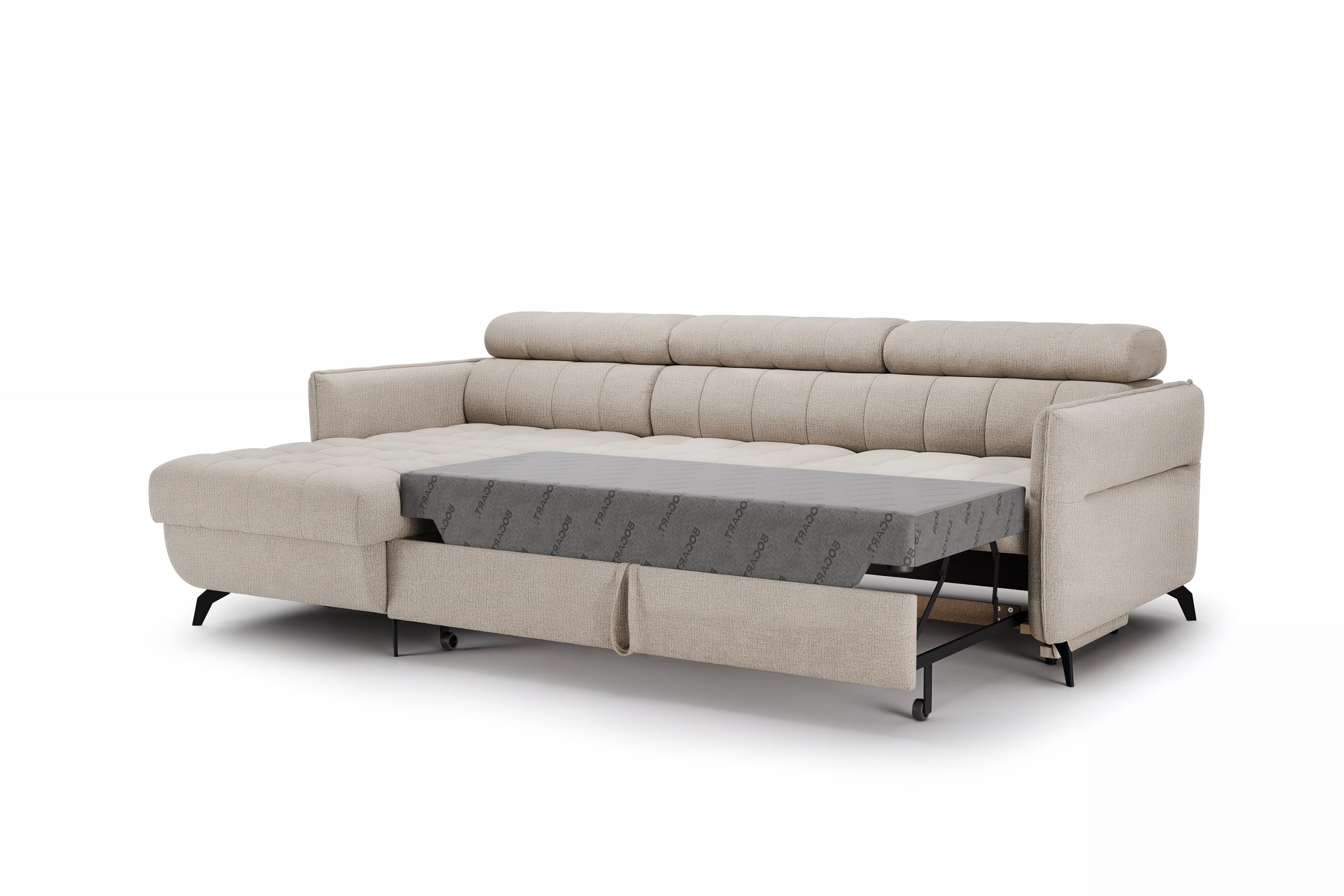 Rohová pohovka Elarias Mini s rozkladem levostranná - béžový šenil Perfect harmony 07 Rohová sedací souprava Elarias Mini rozkládací levá - béžová šenil Perfect harmony 07