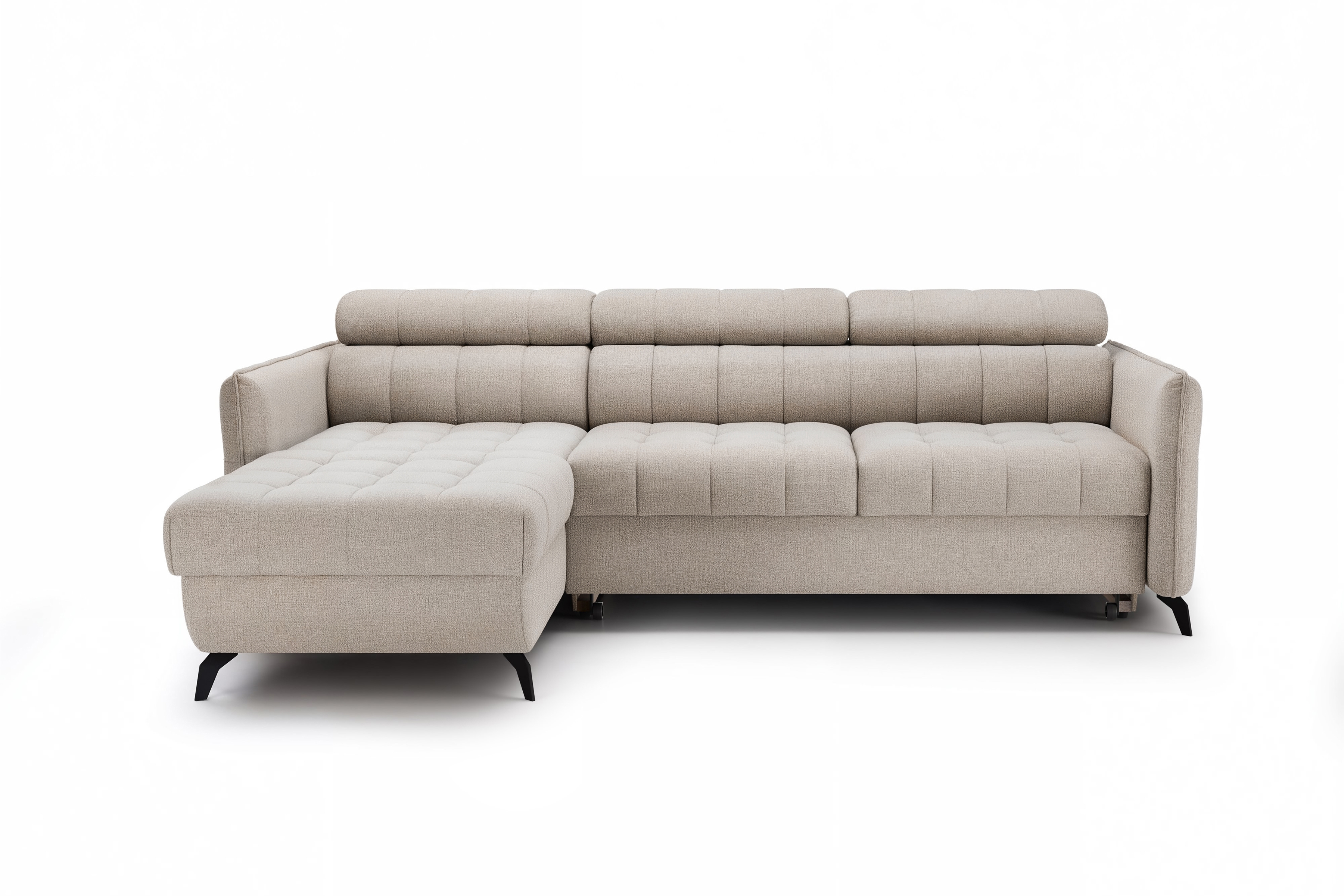 Rohová pohovka Elarias Mini s rozkladem levostranná - béžový šenil Perfect harmony 07 Rohová sedací souprava Elarias Mini rozkládací levá - béžová šenil Perfect harmony 07