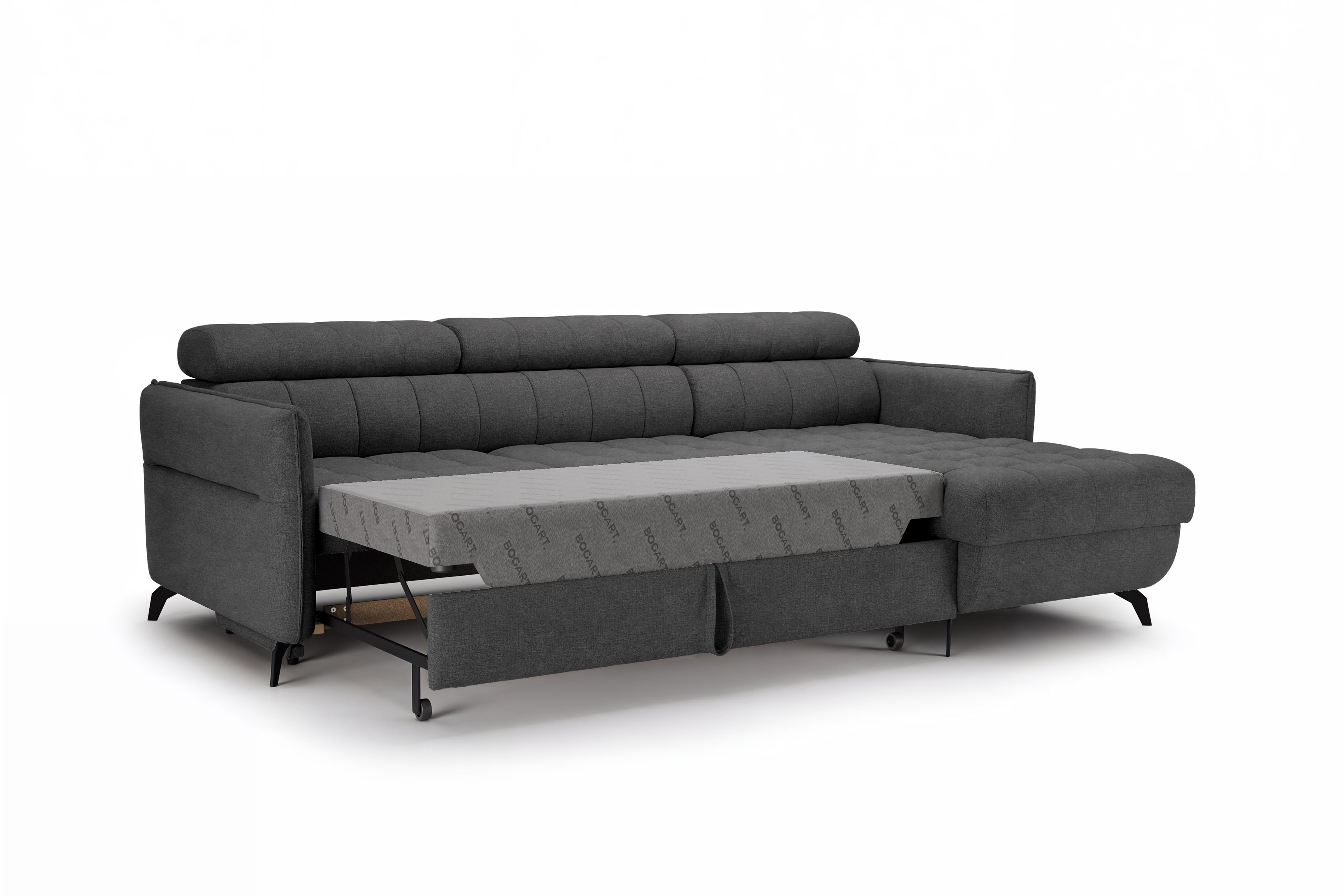 Rozkládací rohová sedací souprava Elarias Mini univerzální - grafitový snadno čistitelný samet Zetta 305 Rohová sedací souprava Elarias Mini rozkládací uniwersalny Levá/pravý - grafitová samet latwoczyszczacy Zetta 305