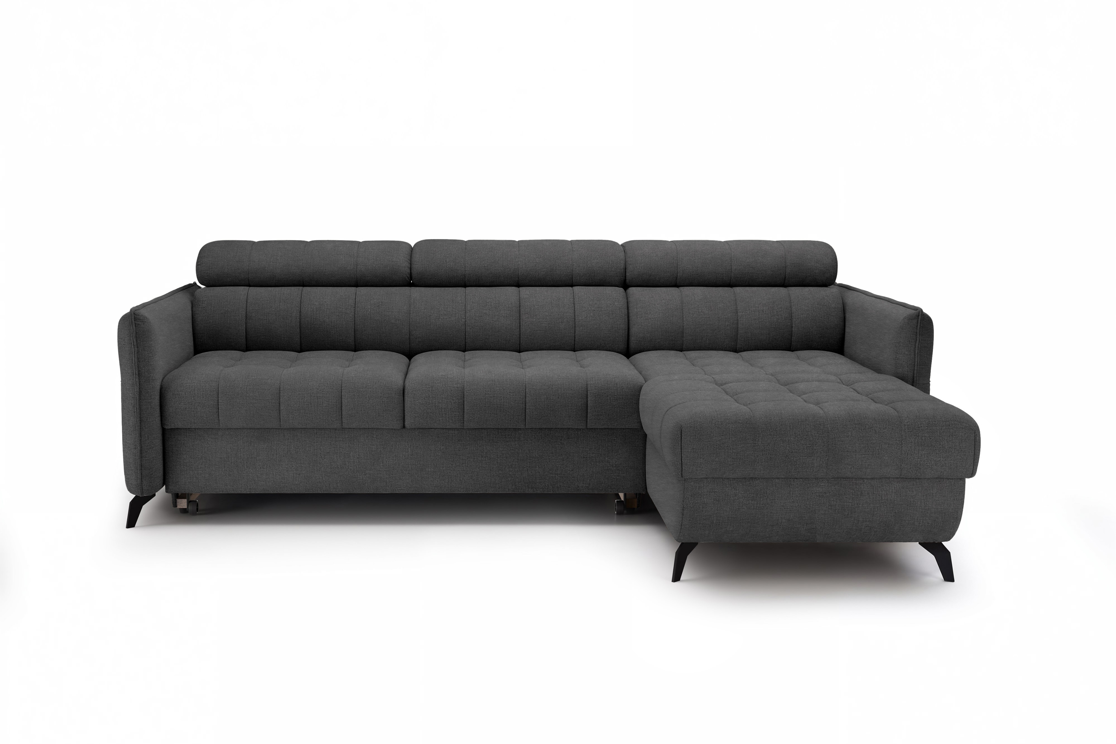 Rozkládací rohová sedací souprava Elarias Mini univerzální - grafitový snadno čistitelný samet Zetta 305 Rohová sedací souprava Elarias Mini rozkládací uniwersalny Levá/pravý - grafitová samet latwoczyszczacy Zetta 305