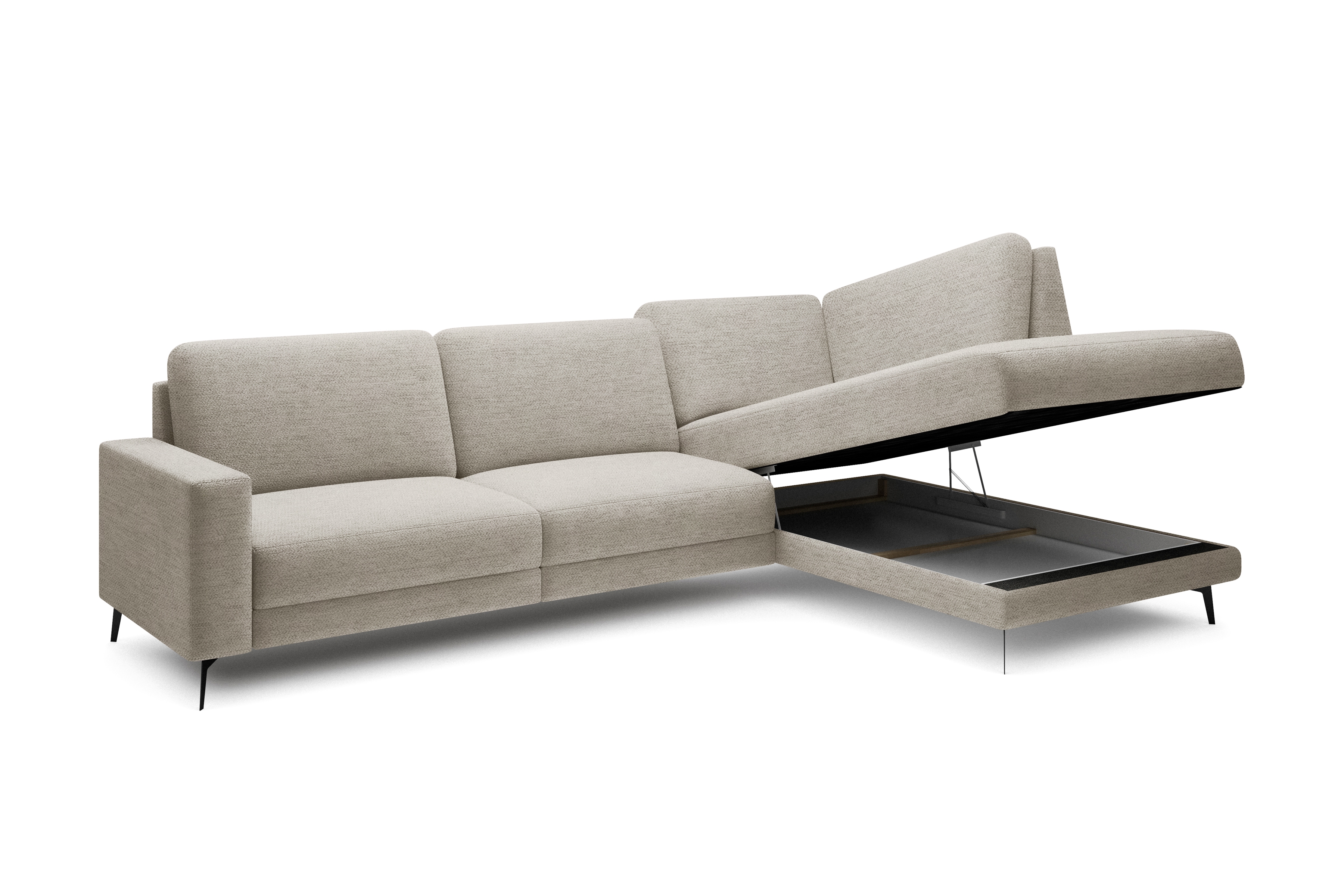 Rohová sedacia súprava Elentio L rozkladacia pravá - béžová tkanina Loft 02 Beige Rohová sedacia súprava Elentio L rozkladany do obývacej izby pravá strana - Béžová plecionka Loft 02 Beige