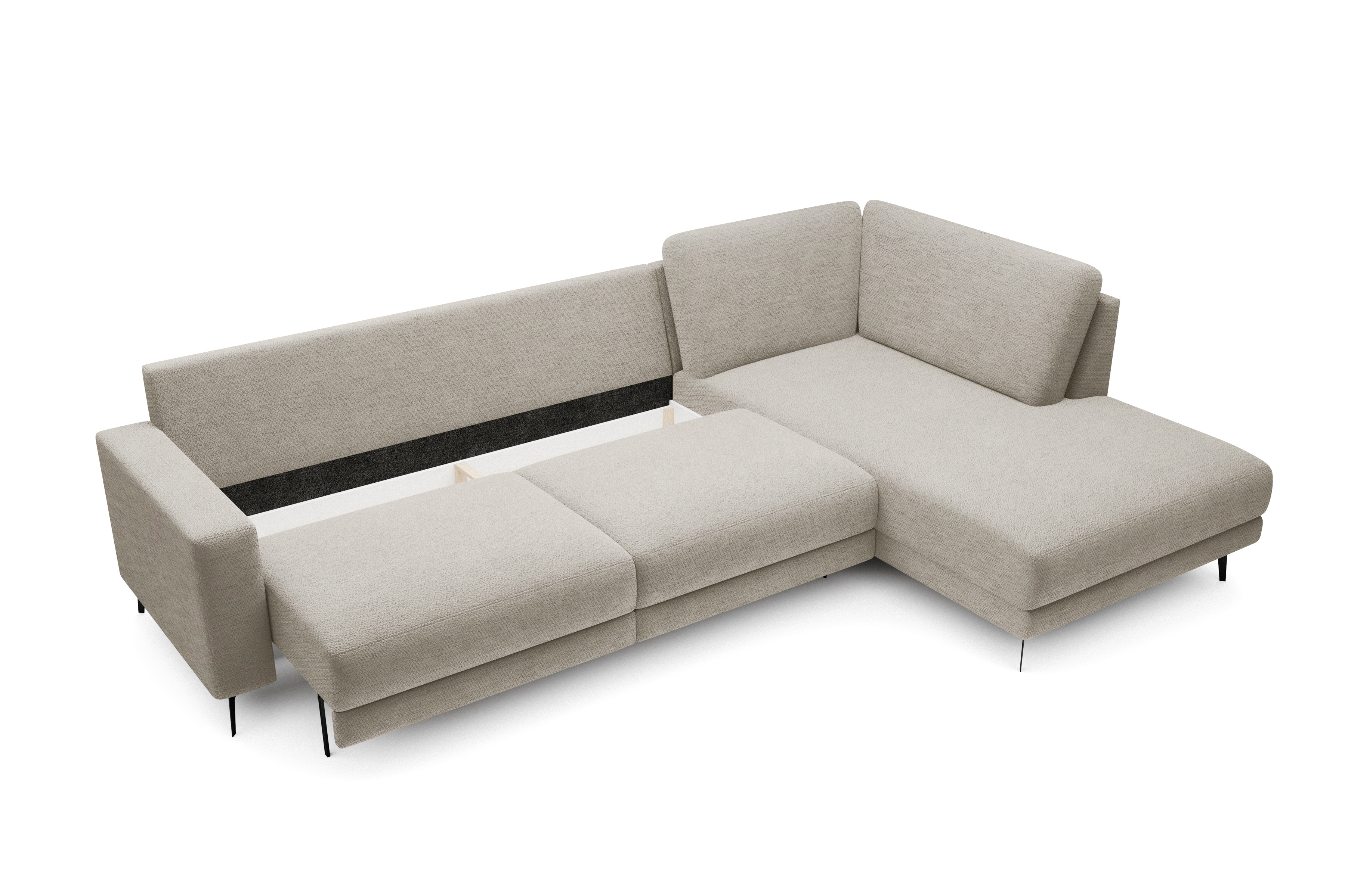 Rohová sedacia súprava Elentio L rozkladacia pravá - béžová tkanina Loft 02 Beige Rohová sedacia súprava Elentio L rozkladany do obývacej izby pravá strana - Béžová plecionka Loft 02 Beige