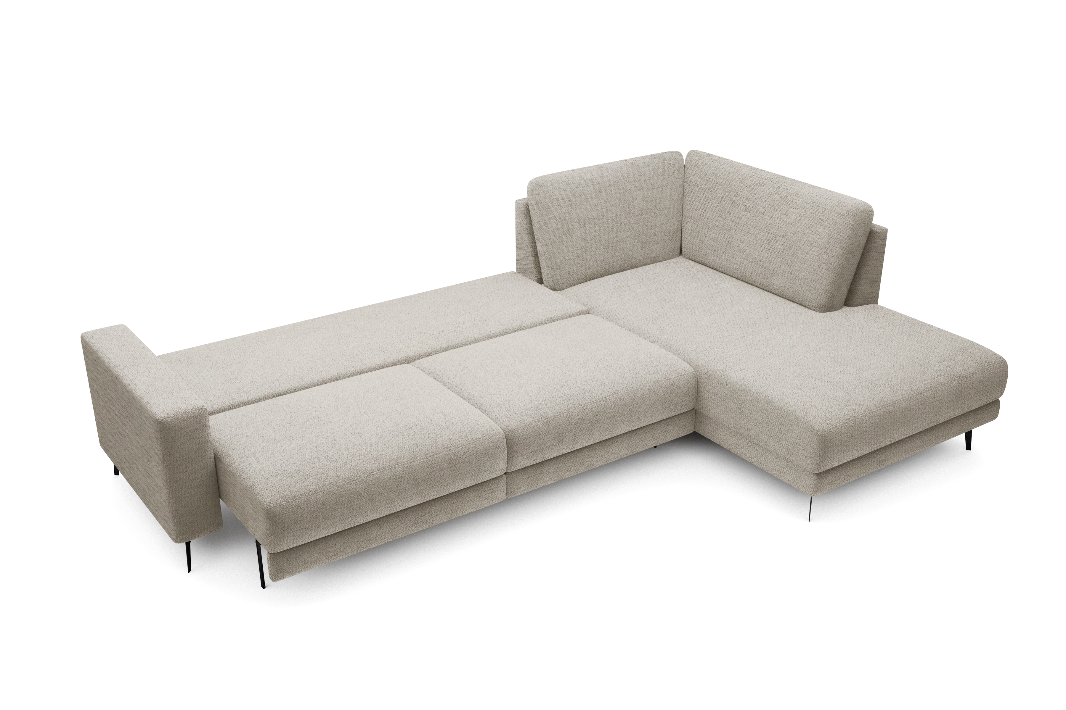 Rohová sedacia súprava Elentio L rozkladacia pravá - béžová tkanina Loft 02 Beige Rohová sedacia súprava Elentio L rozkladany do obývacej izby pravá strana - Béžová plecionka Loft 02 Beige