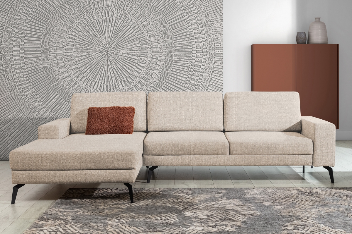 Rozkladacia rohová sedacia súprava Elentio Mini ľavá - béžová pletenina Magni 206.02 Rohová sedacia súprava Elentio Mini s funkciou spánku Ľavá strana - Béžová plecionka Magni 206.02