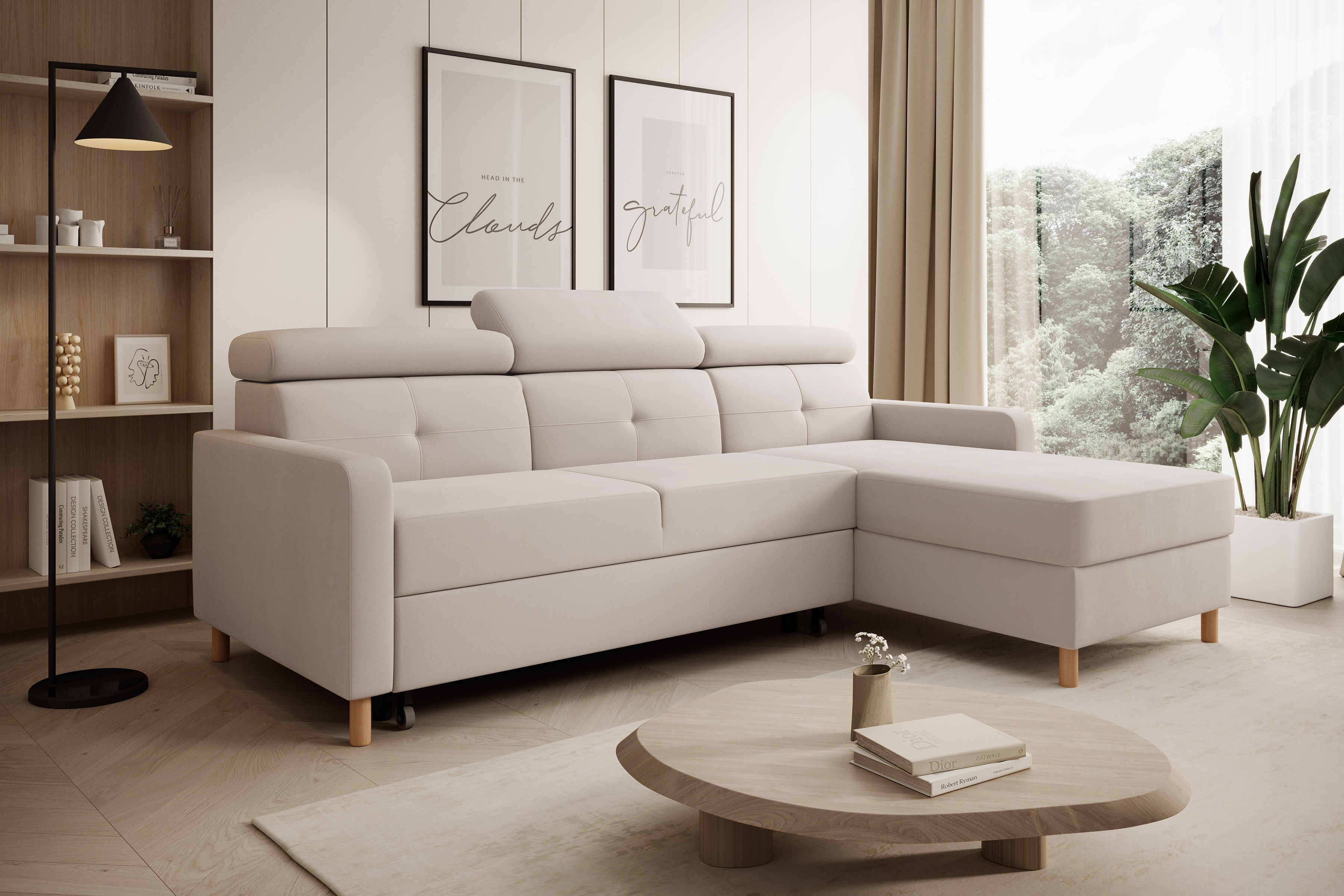 Rohová sedacia súprava Filo s funkciou spánku pravá strana - béžový velúr Jasmine 21 Rohová sedacia súprava Filo s funkciou spánku uniwersalny Ľavý/Pravý - béžový velúr Jasmine 21