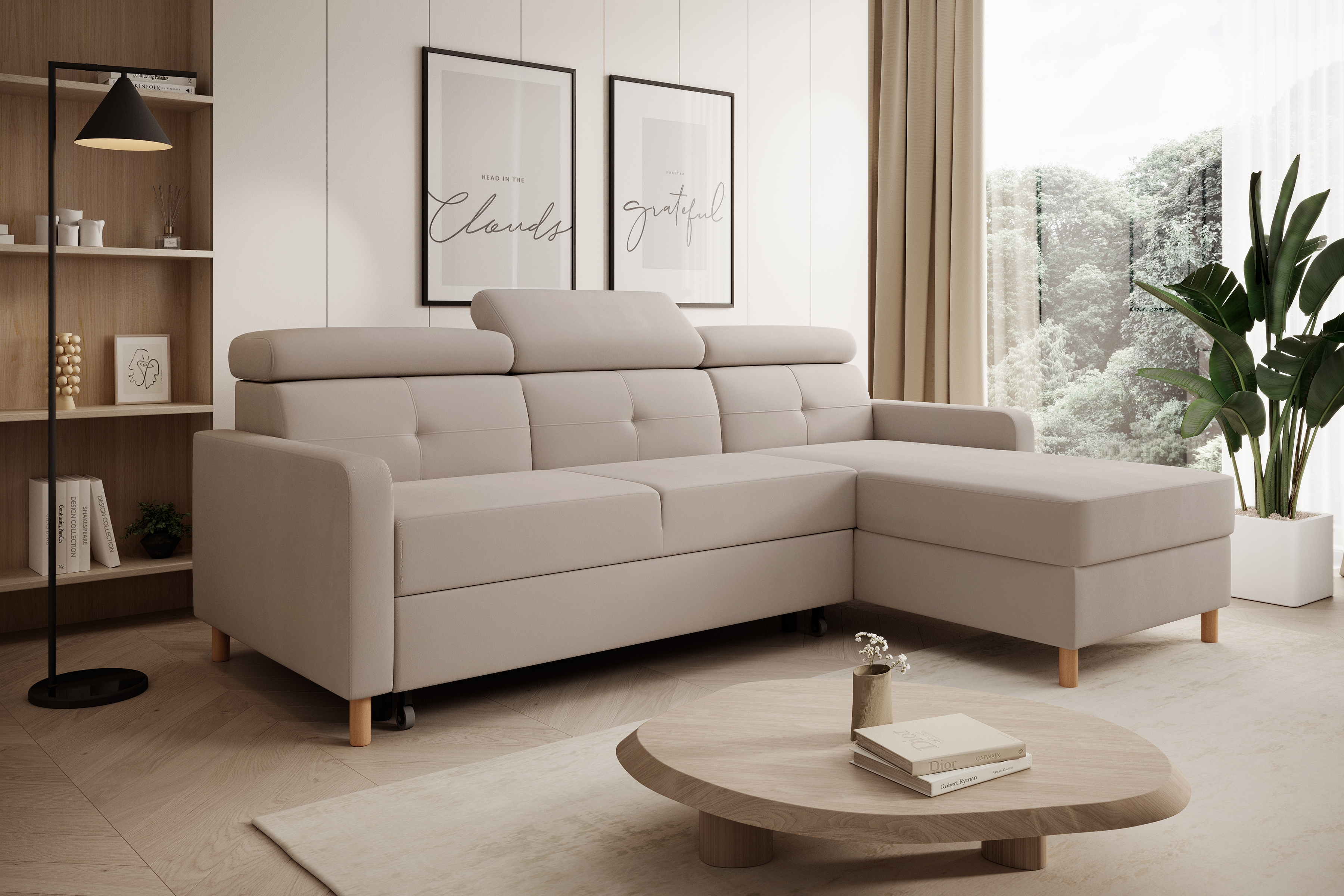 Rohová sedacia súprava Filo s funkciou spánku uniwersalny Ľavý/Pravý - béžový velúr Jasmine 22 Rohová sedacia súprava Filo s funkciou spánku uniwersalny Ľavý/Pravý - béžový velúr Jasmine 22