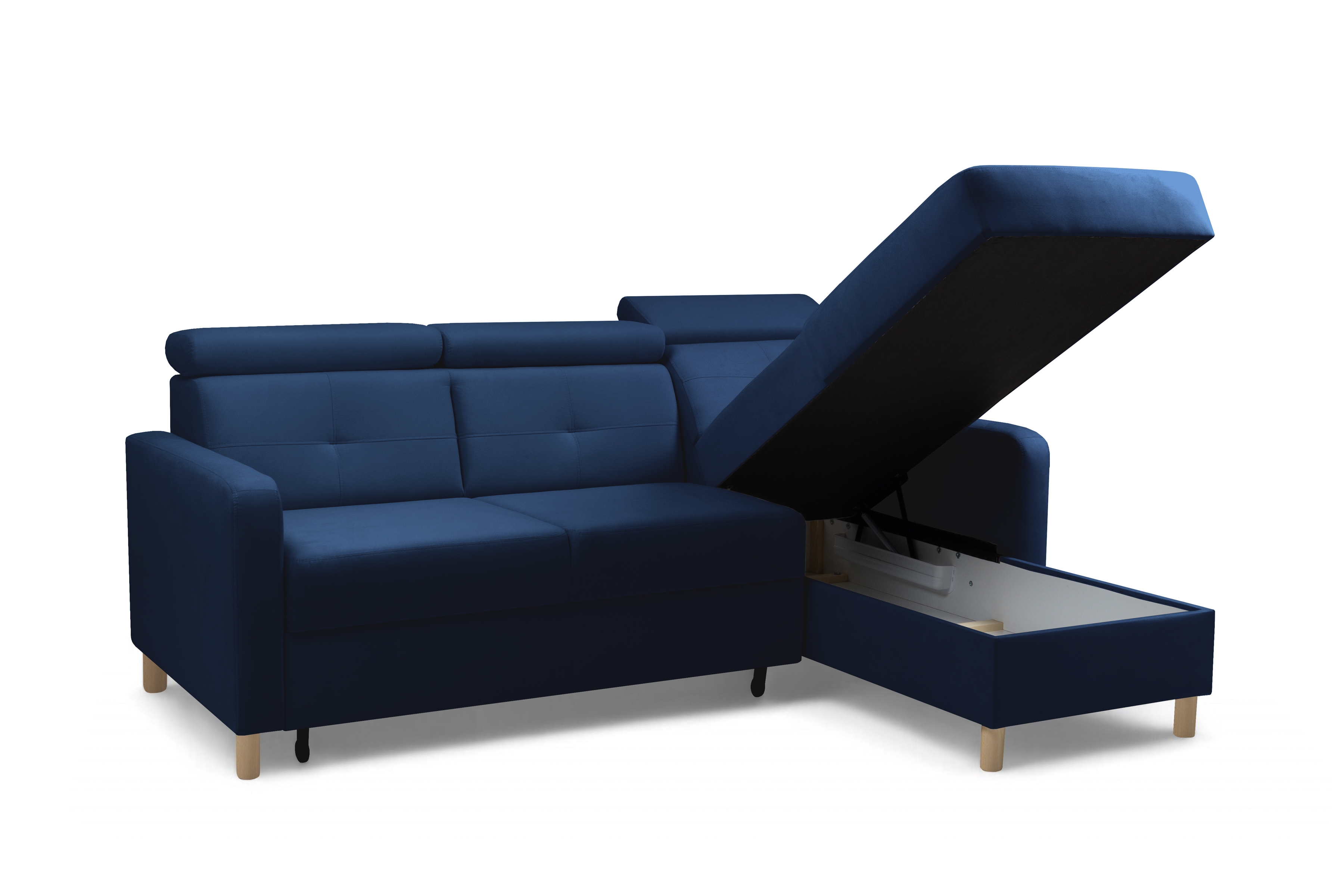 Rohová sedacia súprava Filo s funkciou spánku pravá strana - Modrý velúr Trinity 31  Rohová sedacia súprava Filo s funkciou spánku uniwersalny Ľavý/Pravý - Modrý velúr Bluvel 86