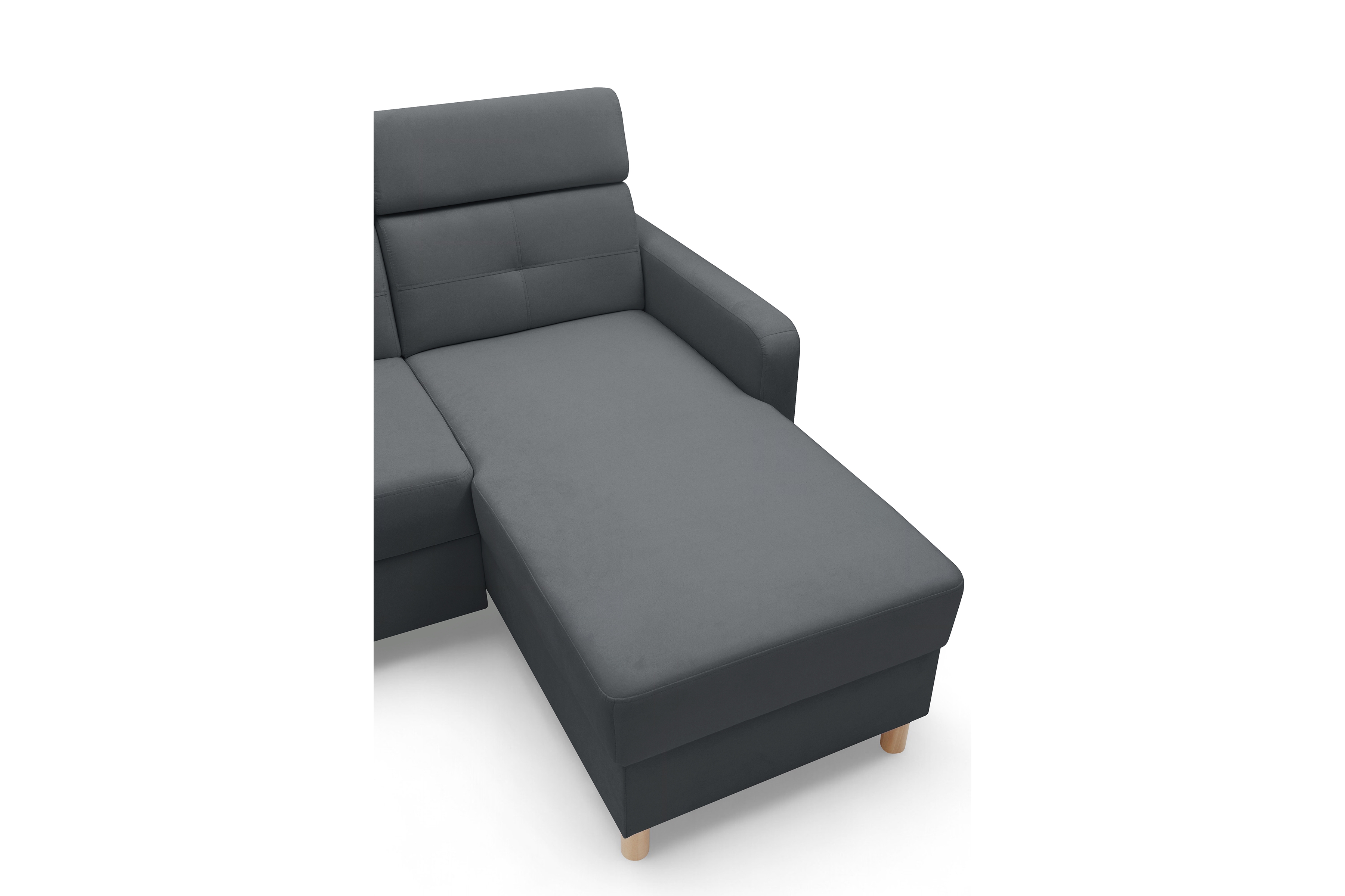 Rohová sedacia súprava Filo s funkciou spánku pravá strana - šedý velúr Jasmine 96  Rohová sedacia súprava Filo s funkciou spánku uniwersalny Ľavý/Pravý - šedý velúr Jasmine 96 