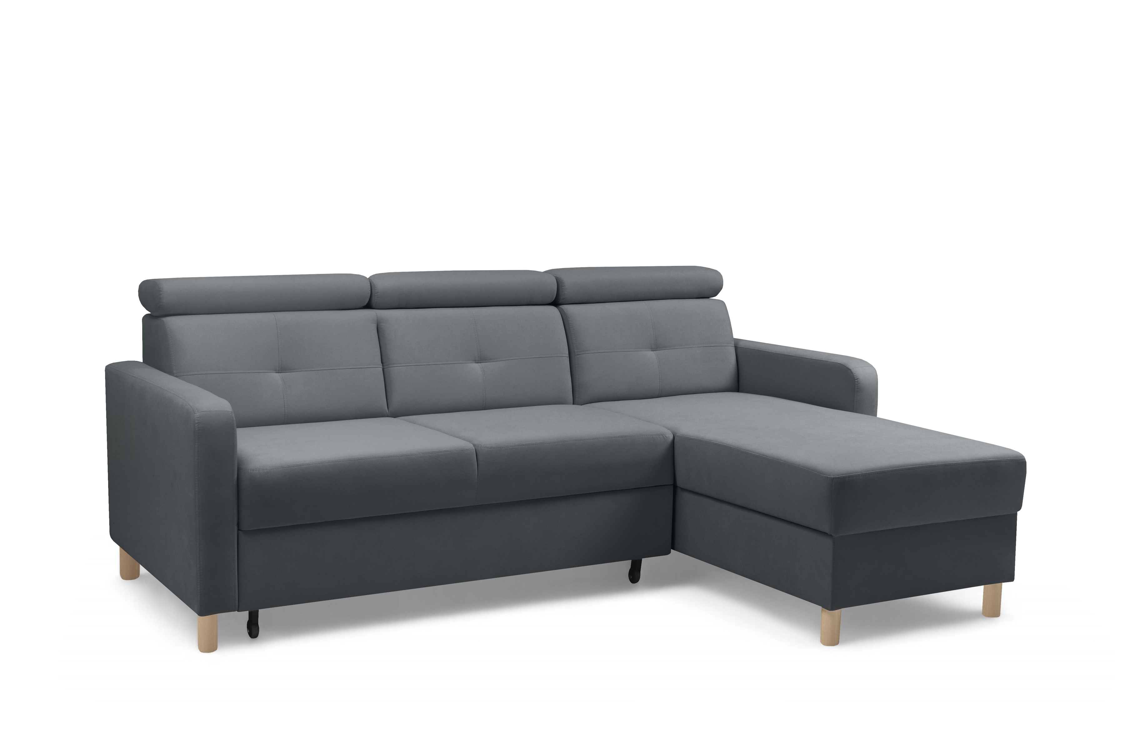 Rohová sedacia súprava Filo s funkciou spánku pravá strana - šedý velúr Jasmine 96  Rohová sedacia súprava Filo s funkciou spánku uniwersalny Ľavý/Pravý - šedý velúr Jasmine 96 