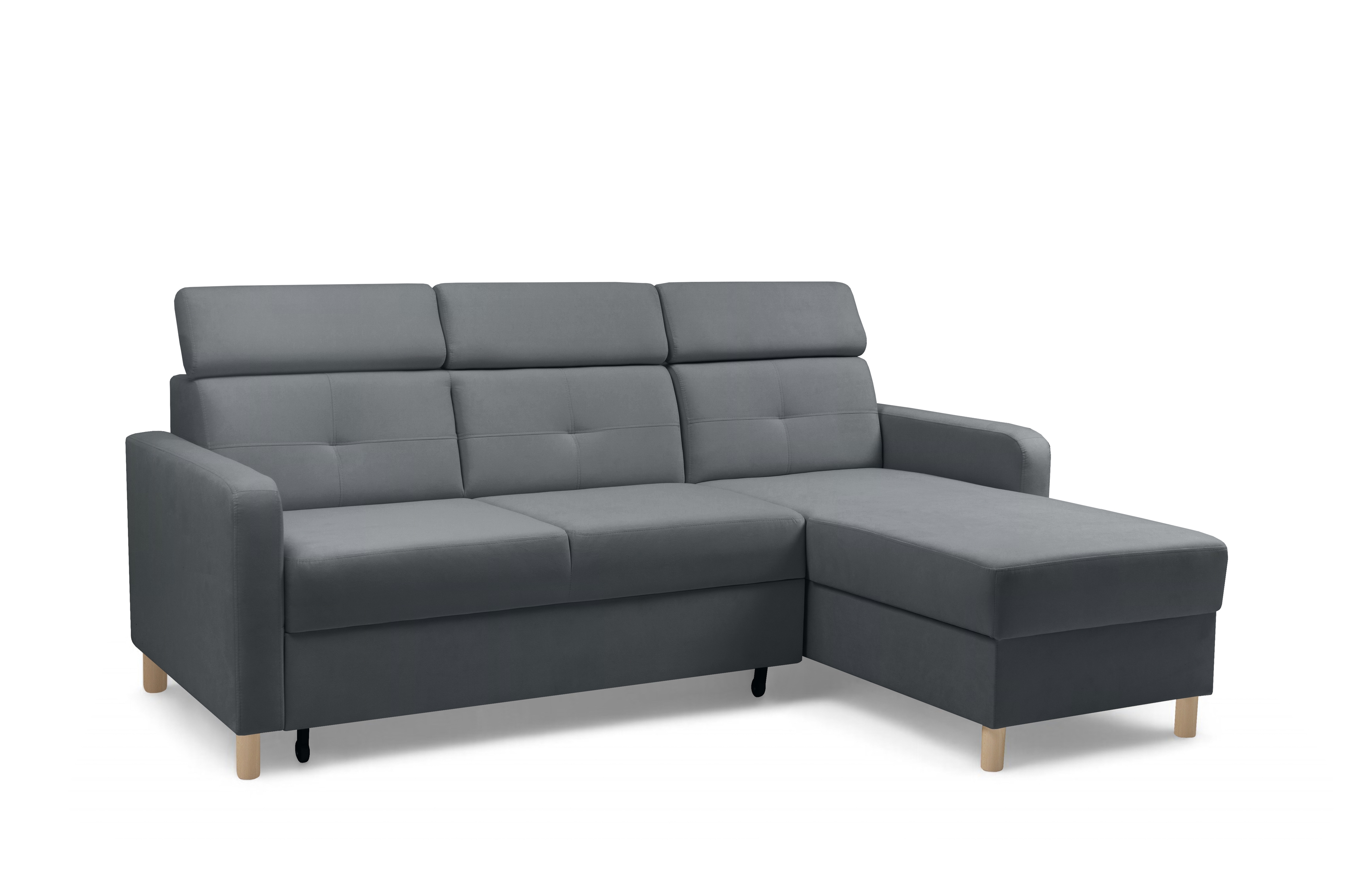 Rohová sedacia súprava Filo s funkciou spánku pravá strana - šedý velúr Jasmine 96  Rohová sedacia súprava Filo s funkciou spánku uniwersalny Ľavý/Pravý - šedý velúr Jasmine 96 