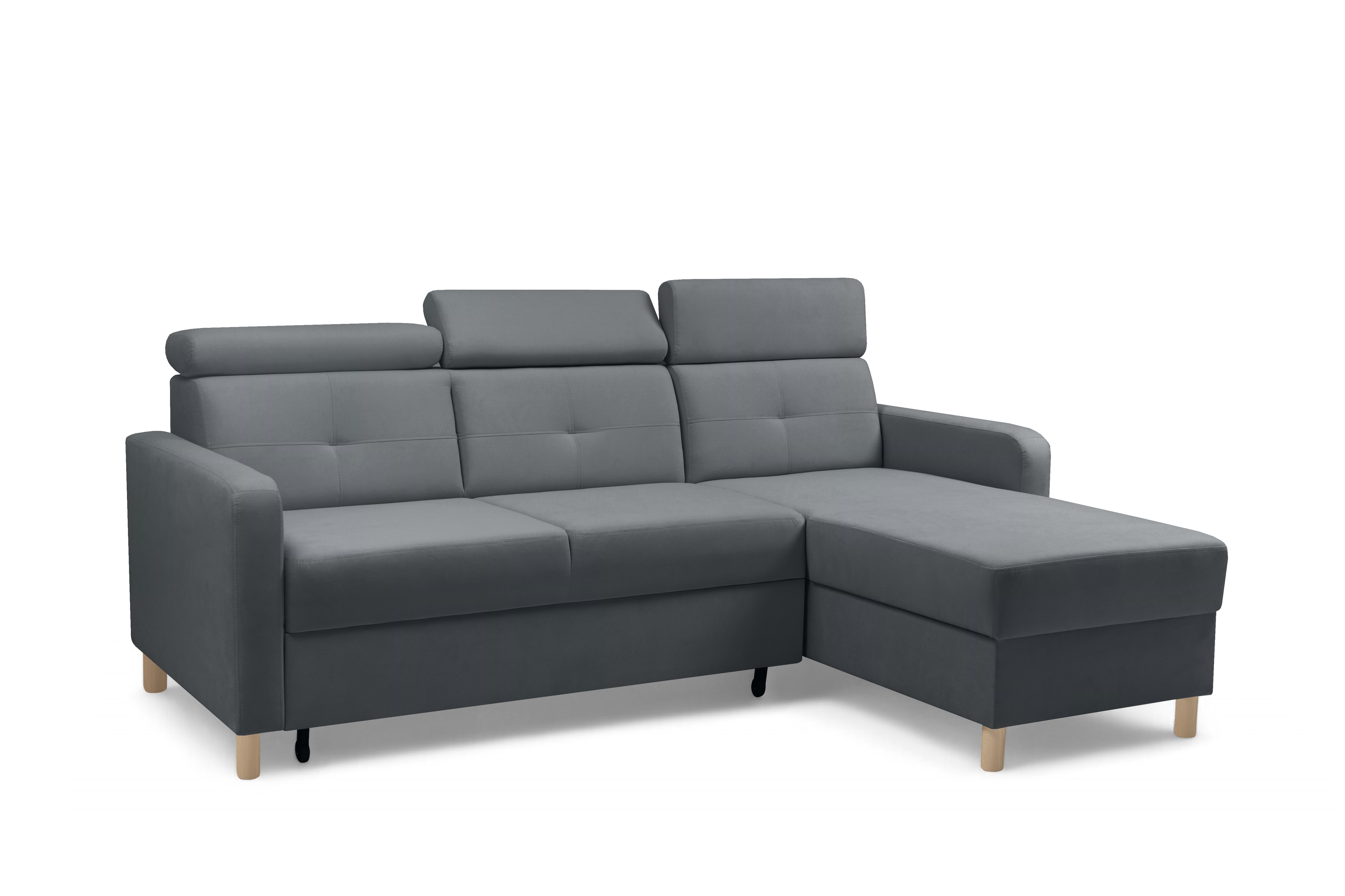 Rohová sedacia súprava Filo s funkciou spánku pravá strana - šedý velúr Jasmine 96  Rohová sedacia súprava Filo s funkciou spánku uniwersalny Ľavý/Pravý - šedý velúr Jasmine 96 