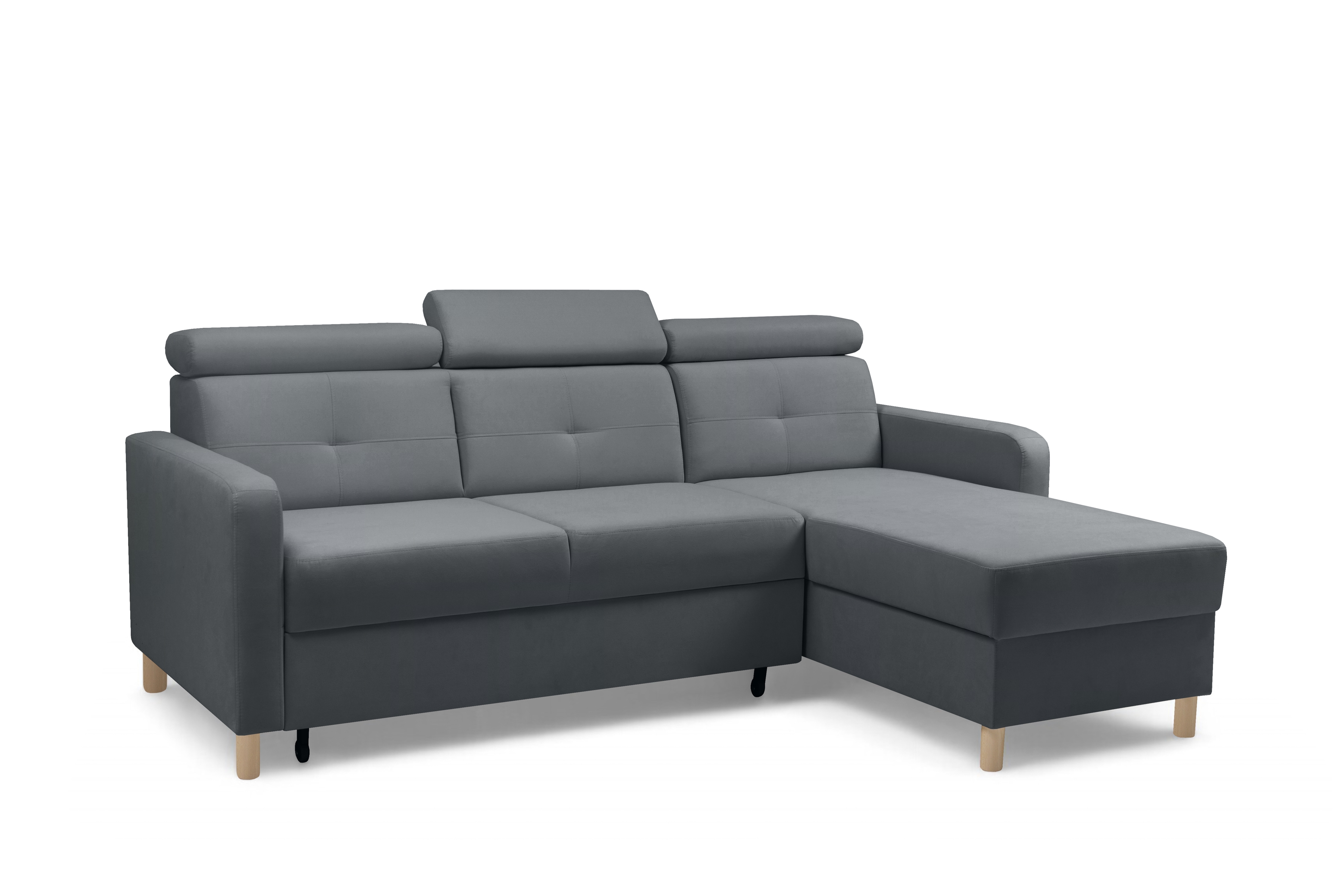 Rohová sedacia súprava Filo s funkciou spánku pravá strana - šedý velúr Jasmine 96  Rohová sedacia súprava Filo s funkciou spánku uniwersalny Ľavý/Pravý - šedý velúr Jasmine 96 