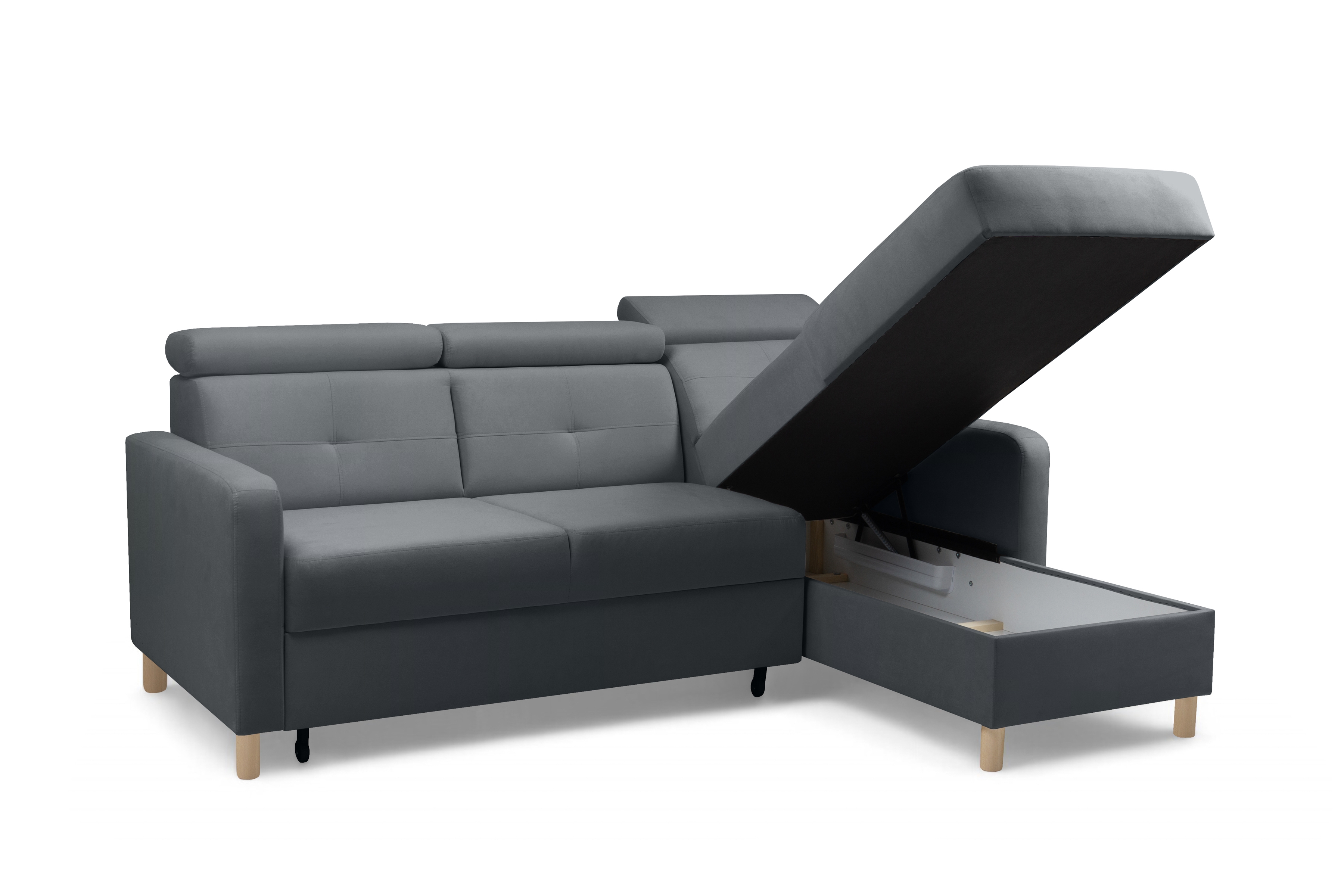 Rohová sedacia súprava Filo s funkciou spánku pravá strana - šedý velúr Jasmine 96  Rohová sedacia súprava Filo s funkciou spánku uniwersalny Ľavý/Pravý - šedý velúr Jasmine 96 