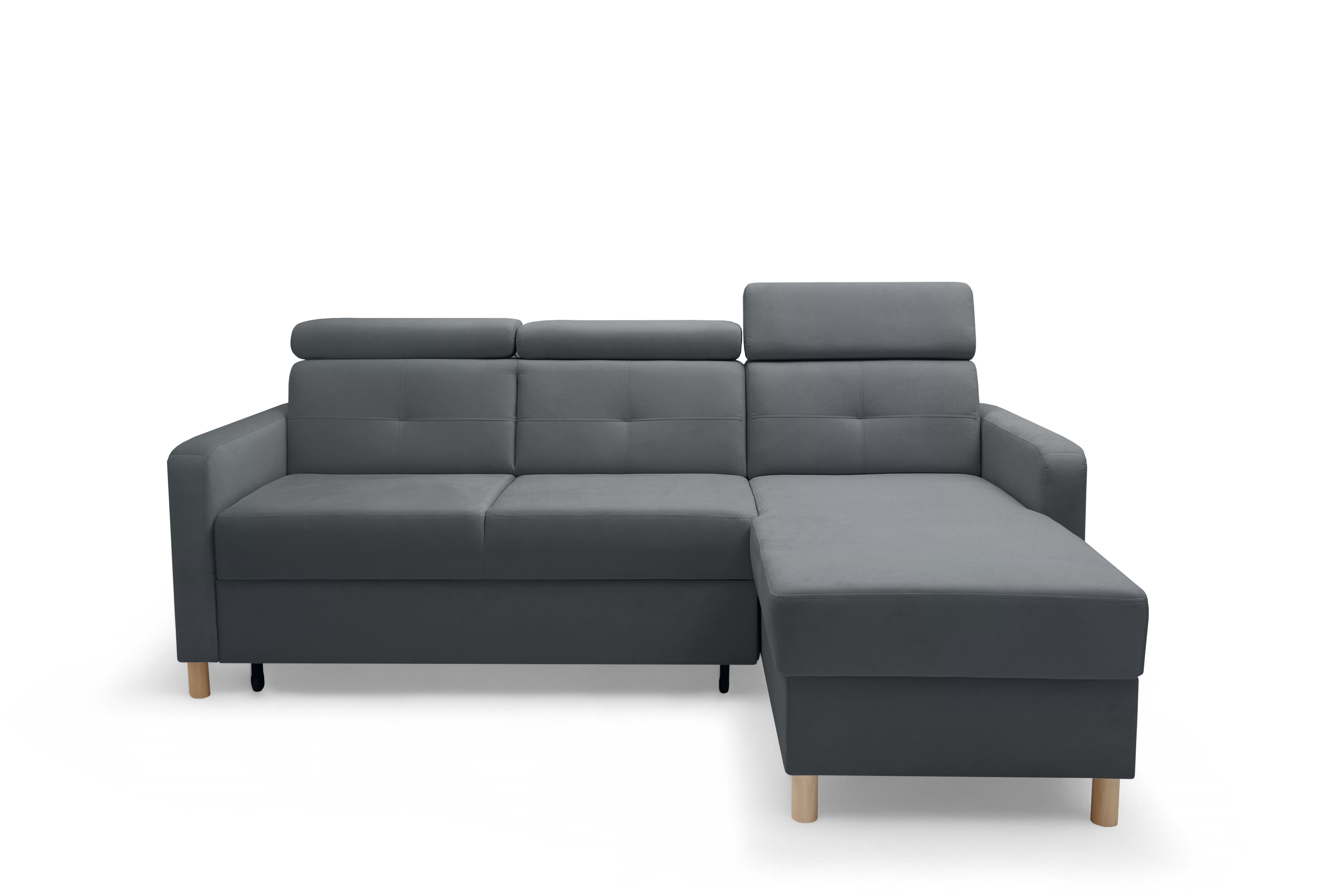 Rohová sedacia súprava Filo s funkciou spánku pravá strana - šedý velúr Jasmine 96  Rohová sedacia súprava Filo s funkciou spánku uniwersalny Ľavý/Pravý - šedý velúr Jasmine 96 