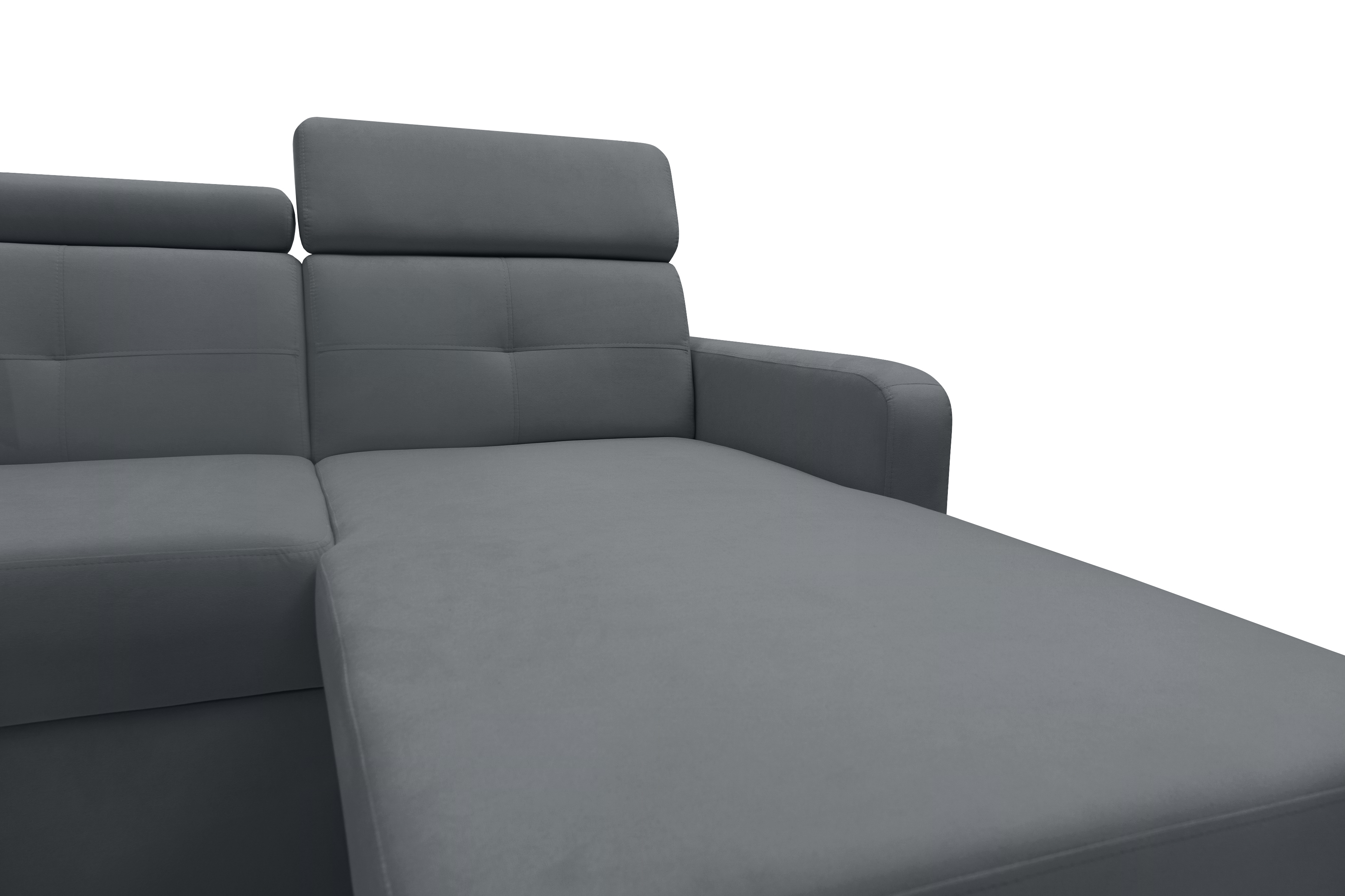 Rohová sedacia súprava Filo s funkciou spánku pravá strana - šedý velúr Jasmine 96  Rohová sedacia súprava Filo s funkciou spánku uniwersalny Ľavý/Pravý - šedý velúr Jasmine 96 