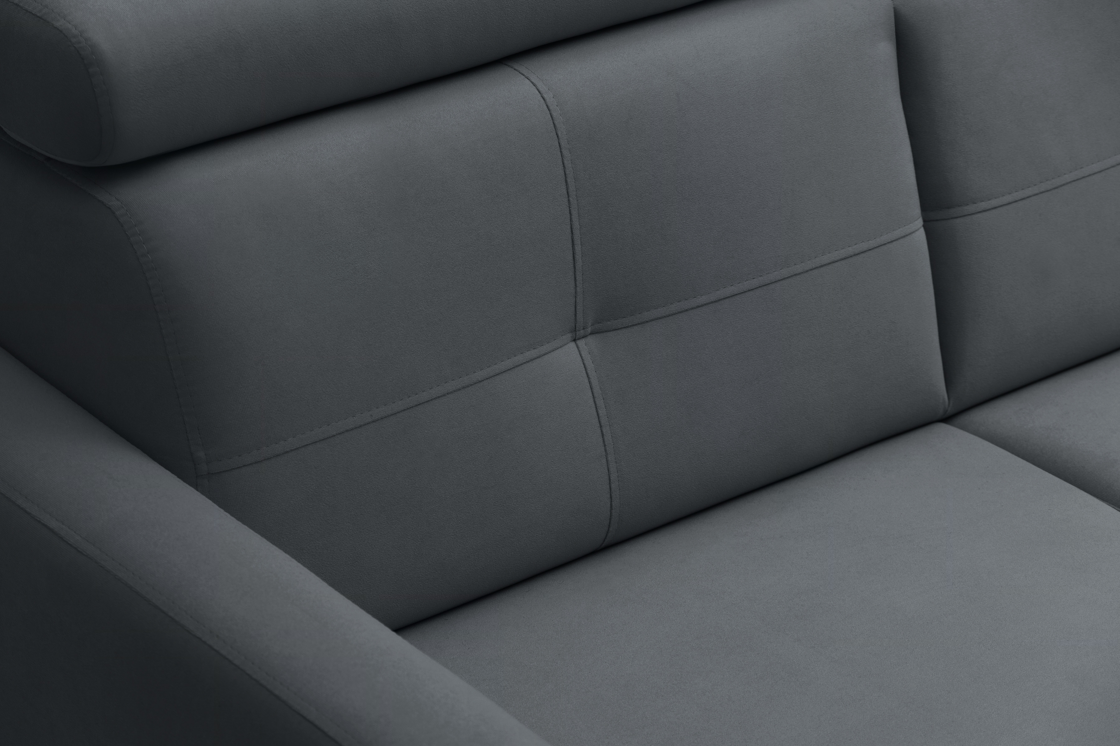 Rohová sedacia súprava Filo s funkciou spánku pravá strana - šedý velúr Jasmine 96  Rohová sedacia súprava Filo s funkciou spánku uniwersalny Ľavý/Pravý - šedý velúr Jasmine 96 