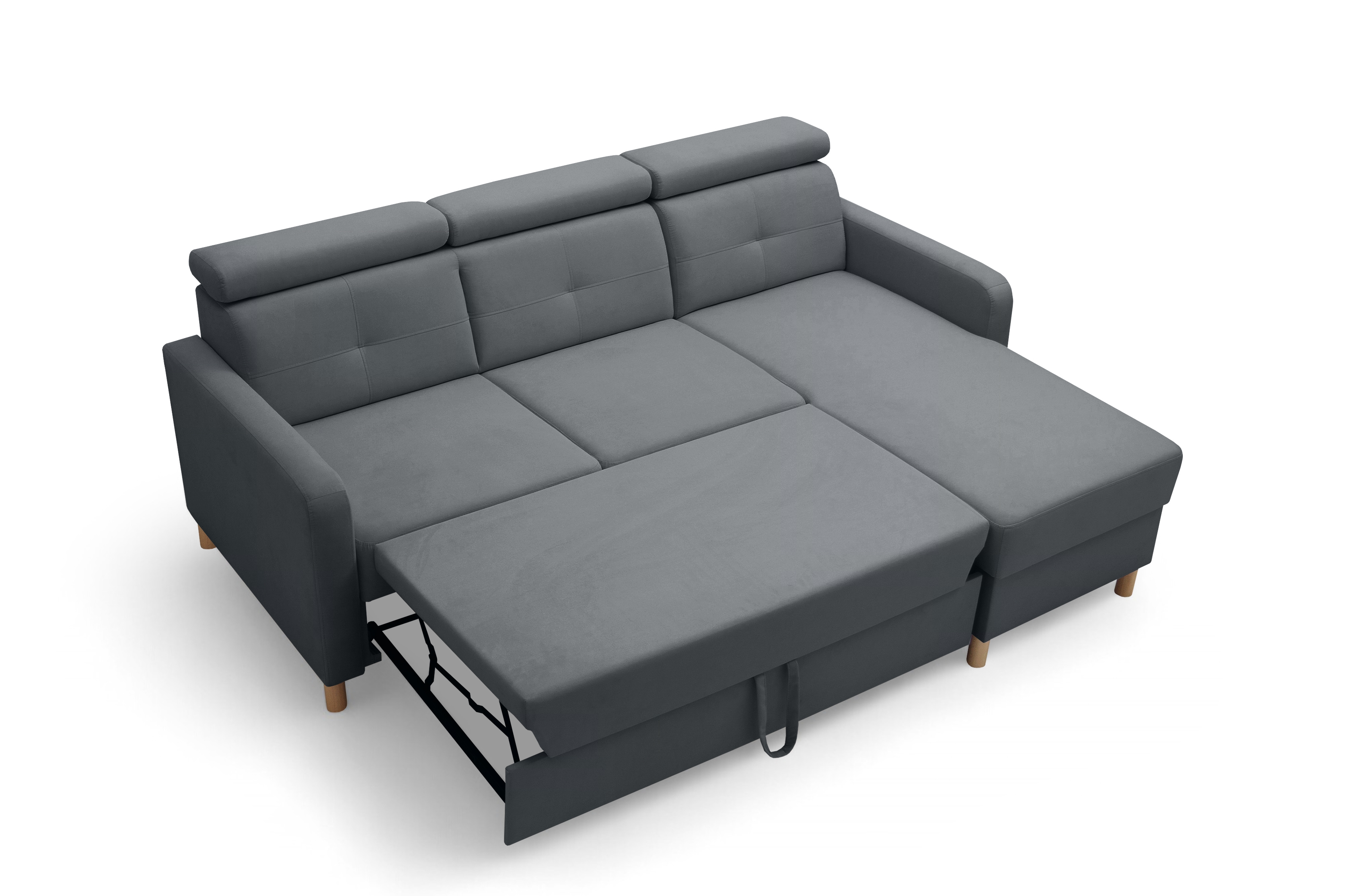 Rohová sedacia súprava Filo s funkciou spánku pravá strana - šedý velúr Jasmine 96  Rohová sedacia súprava Filo s funkciou spánku uniwersalny Ľavý/Pravý - šedý velúr Jasmine 96 