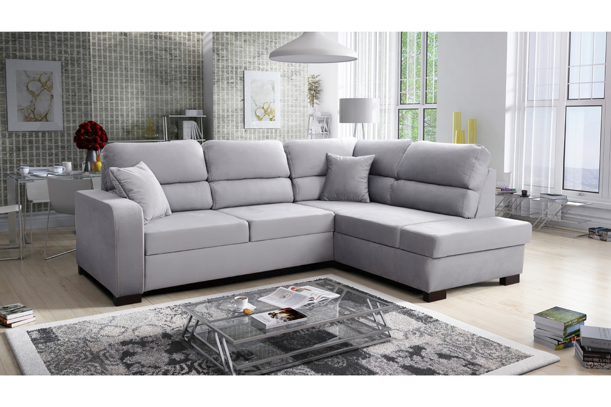 Rozkládací rohová sedací souprava Fino L Světlá Rohová sedací souprava velurová