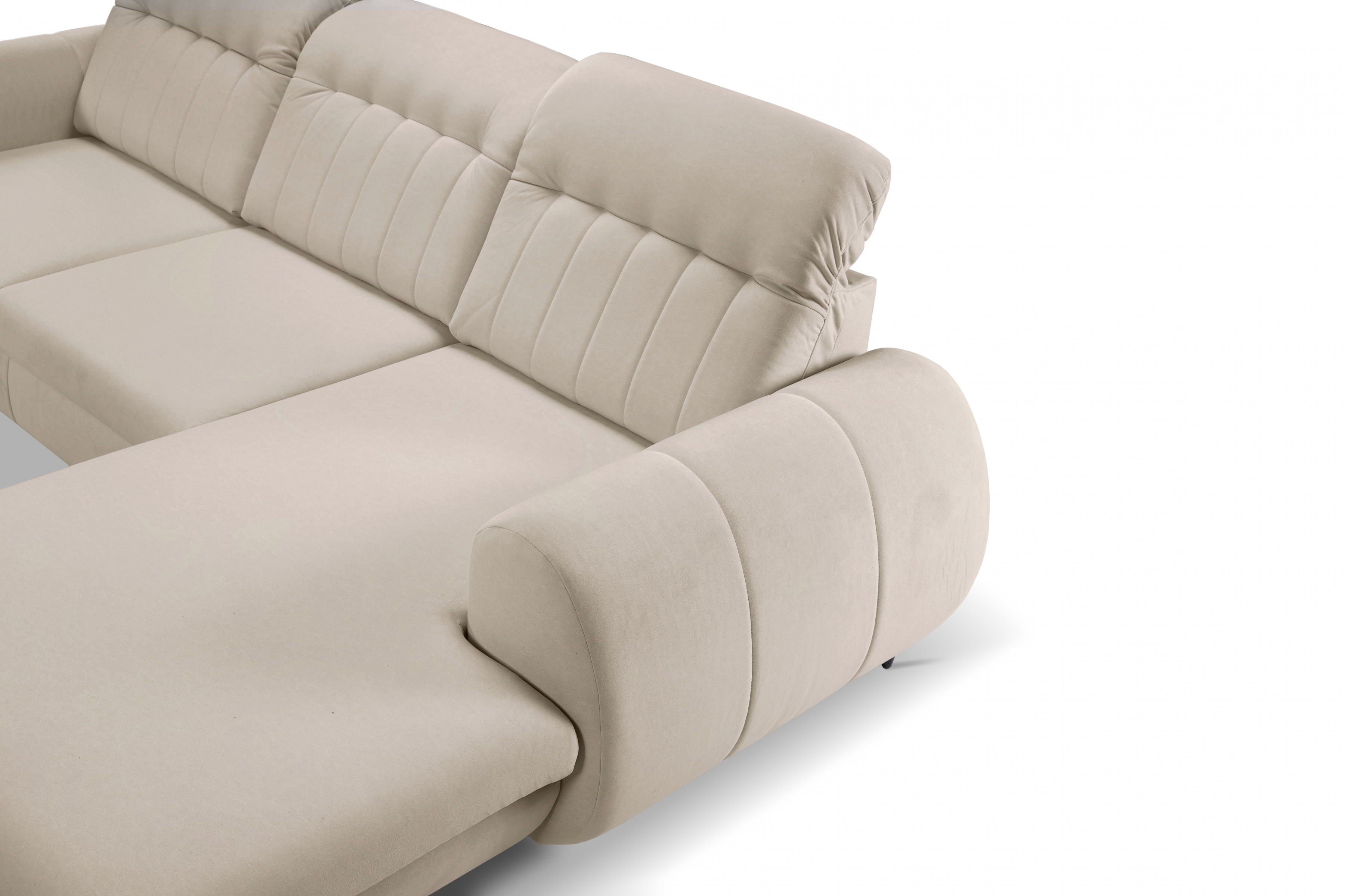 Rohová rozkládací sedací souprava Fiora levá - béžový šenil Castel 15 Rohová sedací souprava Fiora s funkcí spaní Strana levá - béžový šenil Castel 15