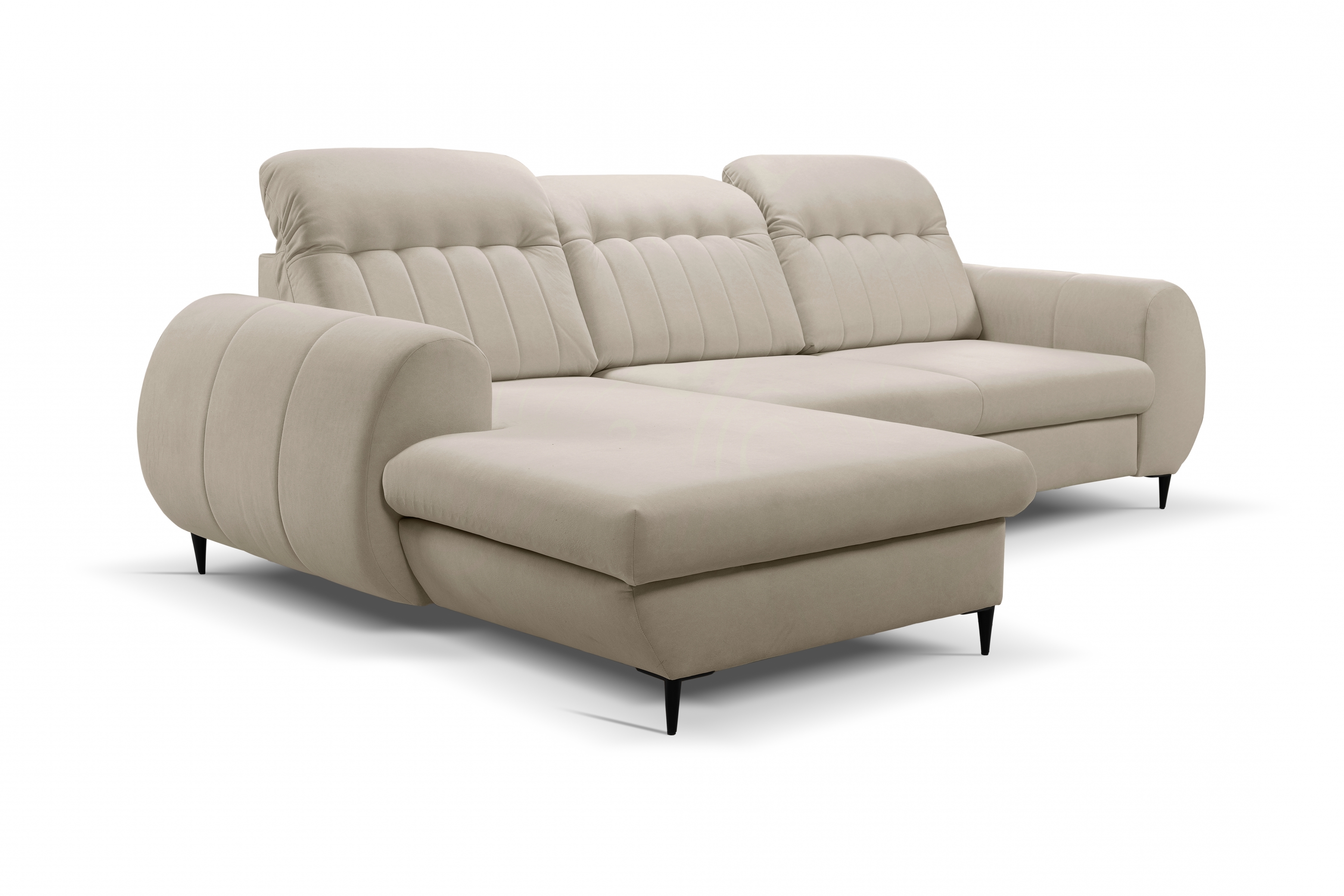 Rohová rozkládací sedací souprava Fiora levá - béžový šenil Castel 15 Rohová sedací souprava Fiora s funkcí spaní Strana levá - béžový šenil Castel 15