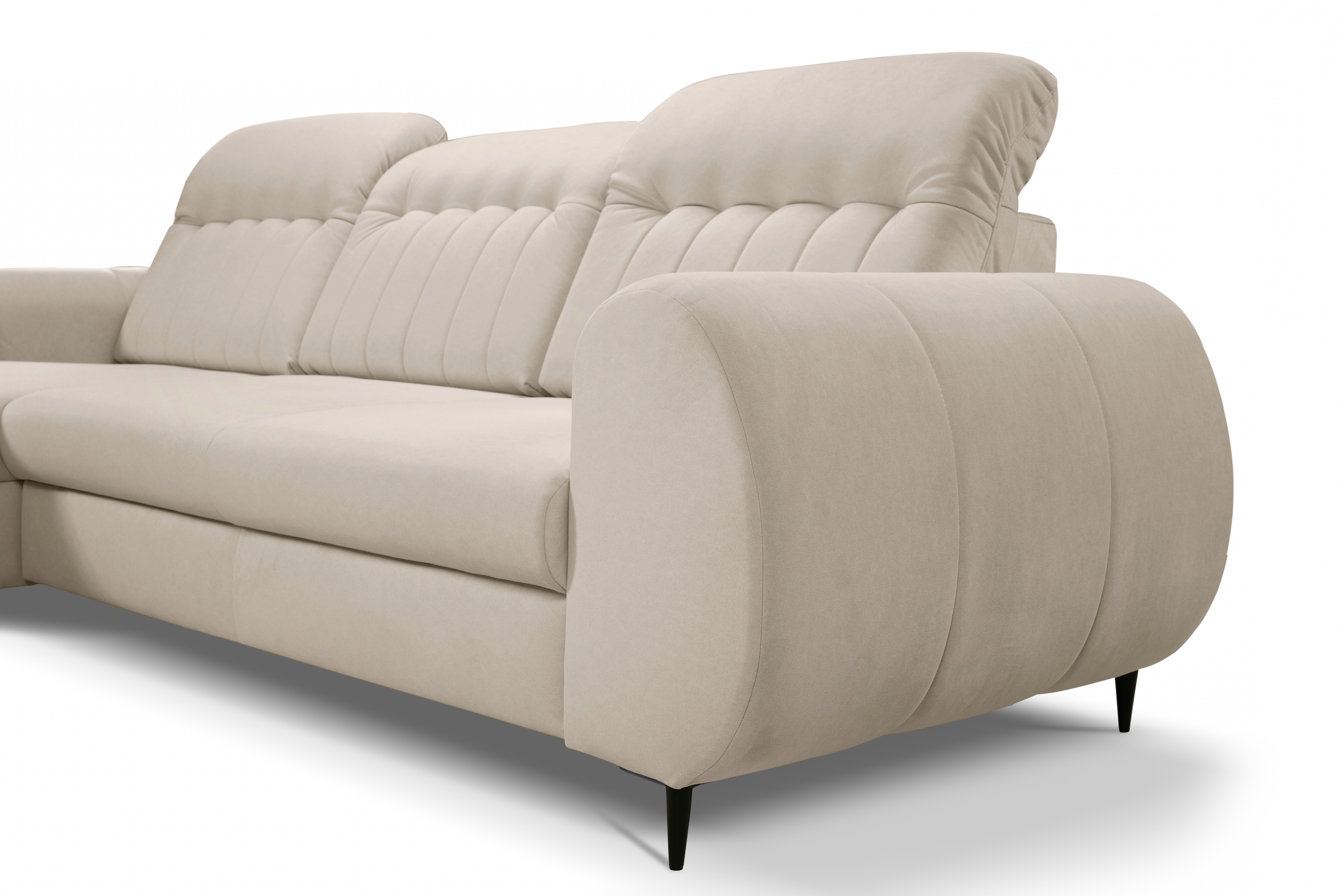 Rohová rozkládací sedací souprava Fiora levá - béžový šenil Castel 15 Rohová sedací souprava Fiora s funkcí spaní Strana levá - béžový šenil Castel 15