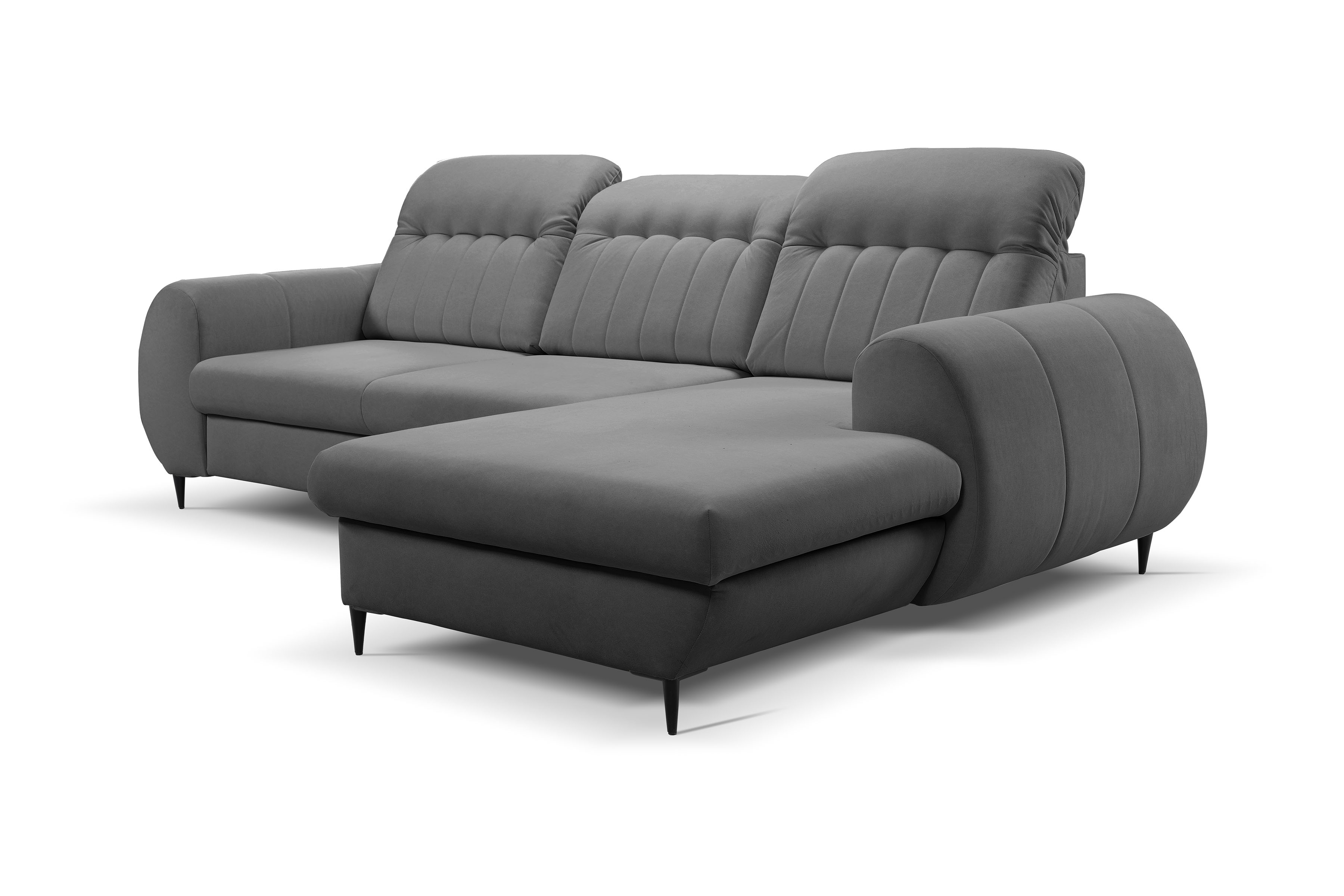 Rohová rozkládací sedací souprava Fiora pravá - grafitový šenil Castel 93 Rohová sedací souprava Fiora s funkcí spaní pravá strana - Grafitový šenil Castel 93