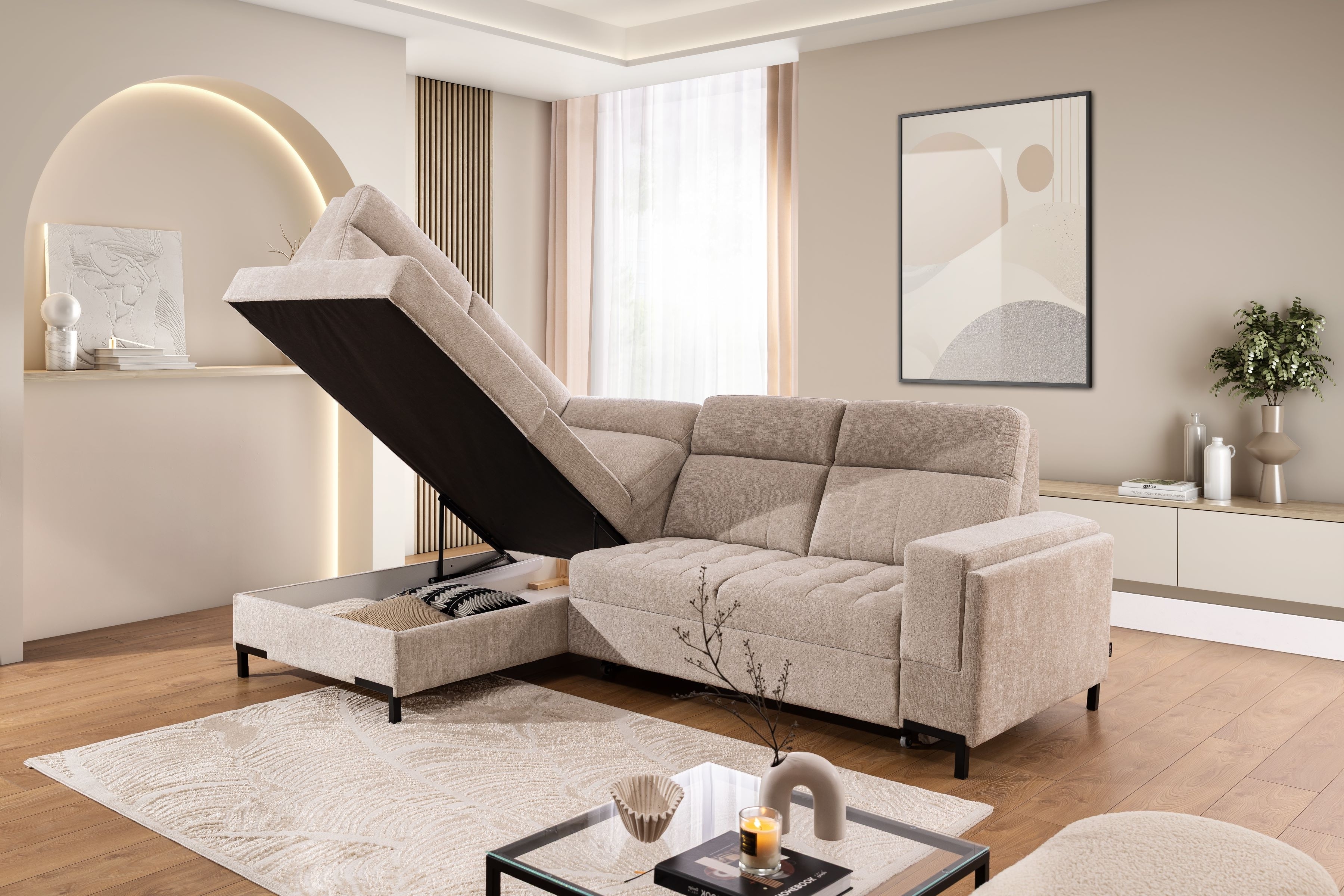 Rohová sedací souprava Gespano L levá - široký vsazený bok Rohová sedací souprava Gespano L levá z szerokim, wcietym bokiem