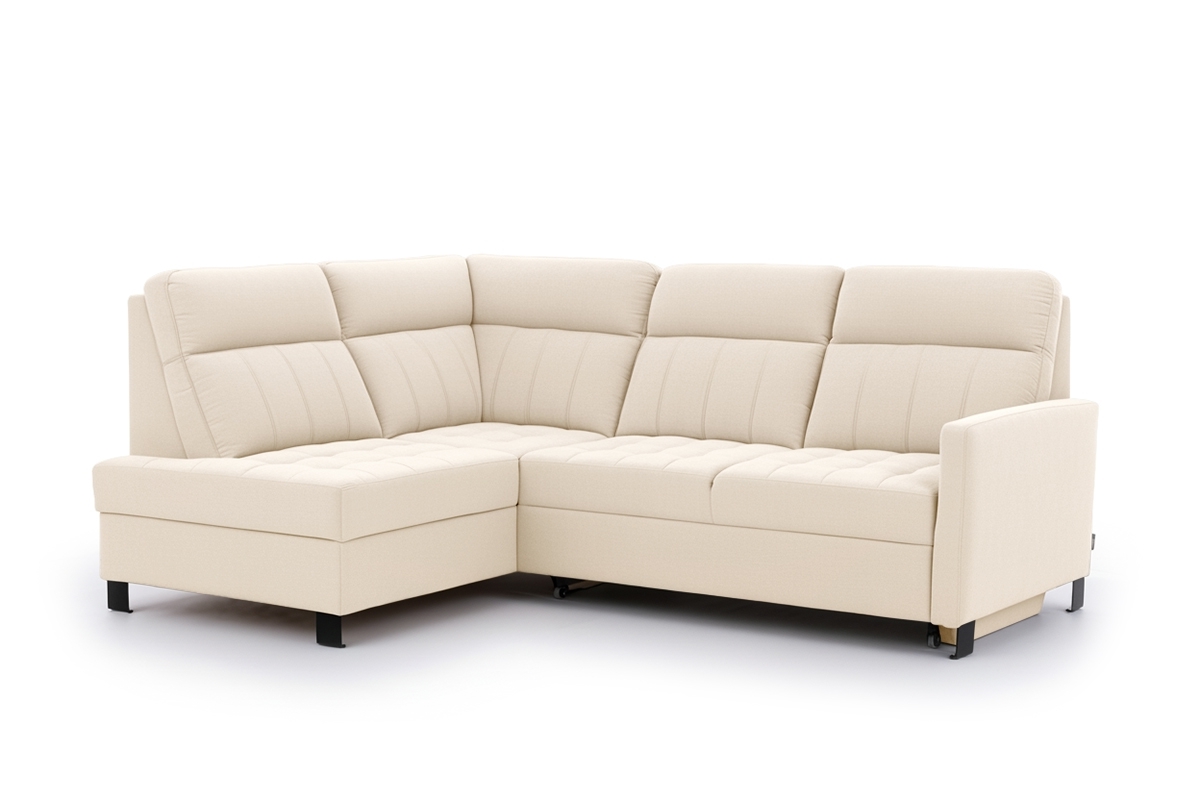 Rohová pohovka Gespano L levostranná s úzkou područkou - krémová tkanina Sand 03 Rohová sedací souprava Gespano L levá z waskim bokiem - kremowa Pletenina Sand 03