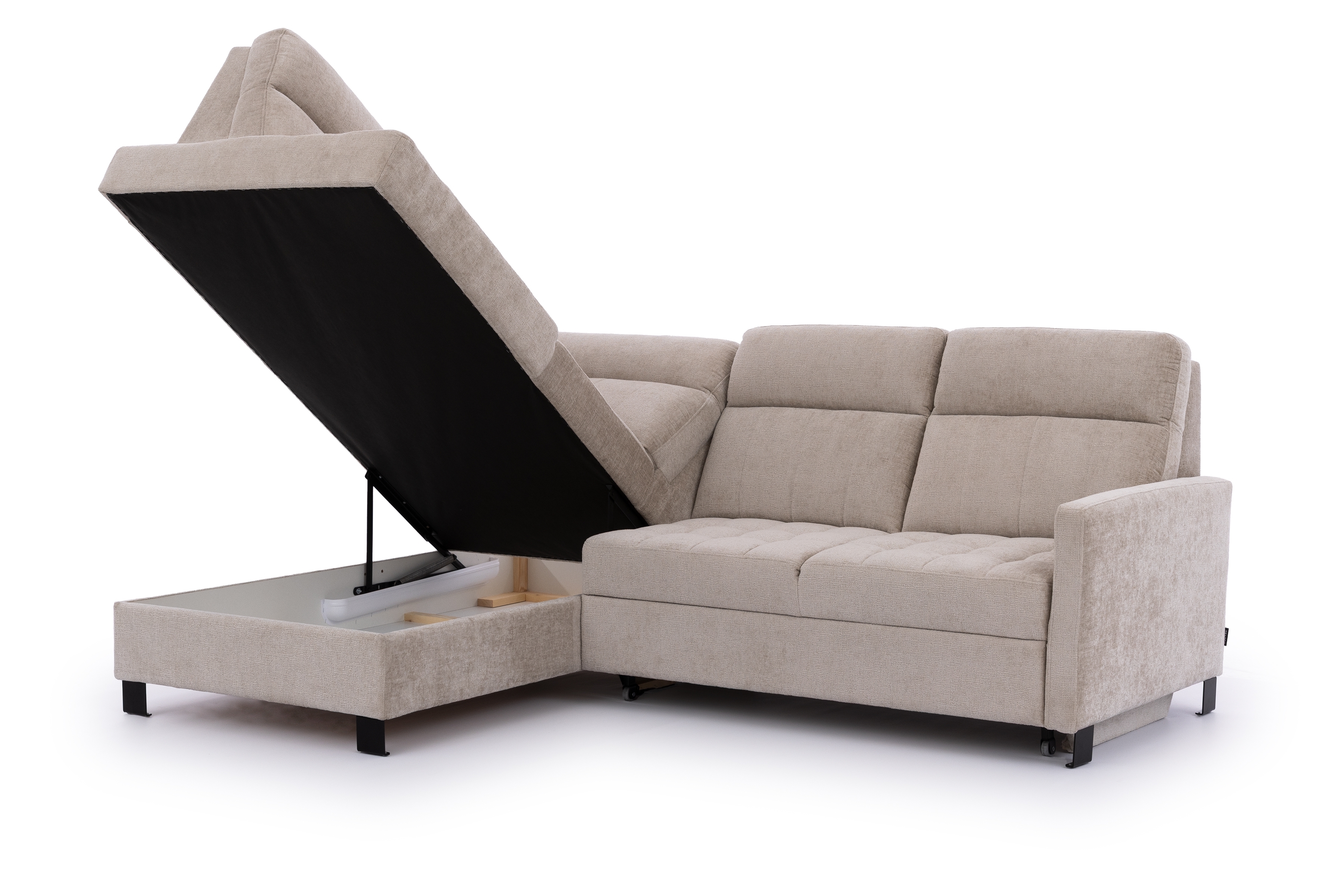 Rohová sedačka Gespano L ľavostranná s úzkou opierkou - béžový šenil Perfect Harmony 07 Rohová sedacia súprava Gespano L Ľavá strana z waskim bokiem - béžový šenil Perfect Harmony 07