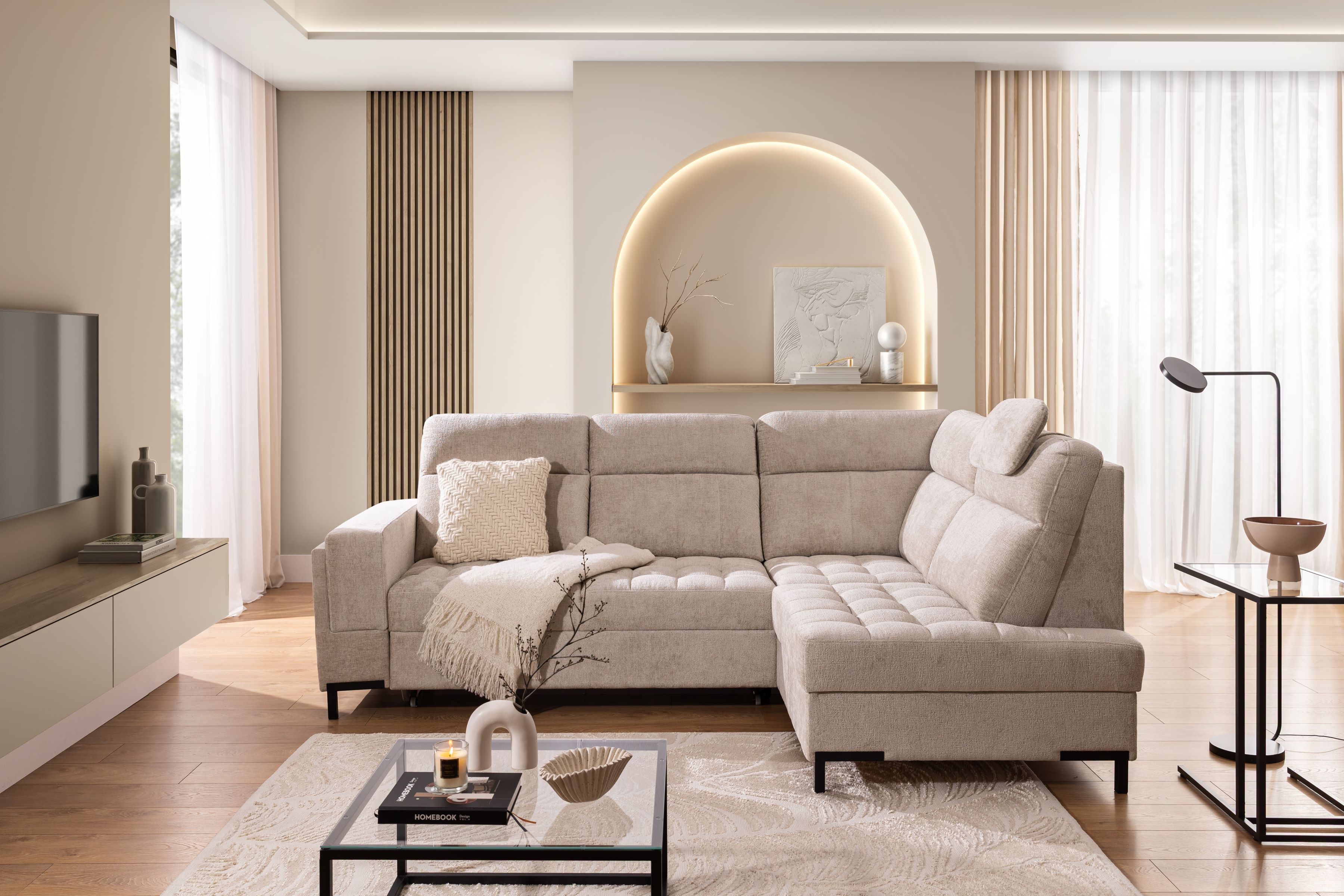 Rohová sedací souprava Gespano L pravá - široký vsazený bok Rohová sedací souprava Gespano L pravá z szerokim, wcietym bokiem