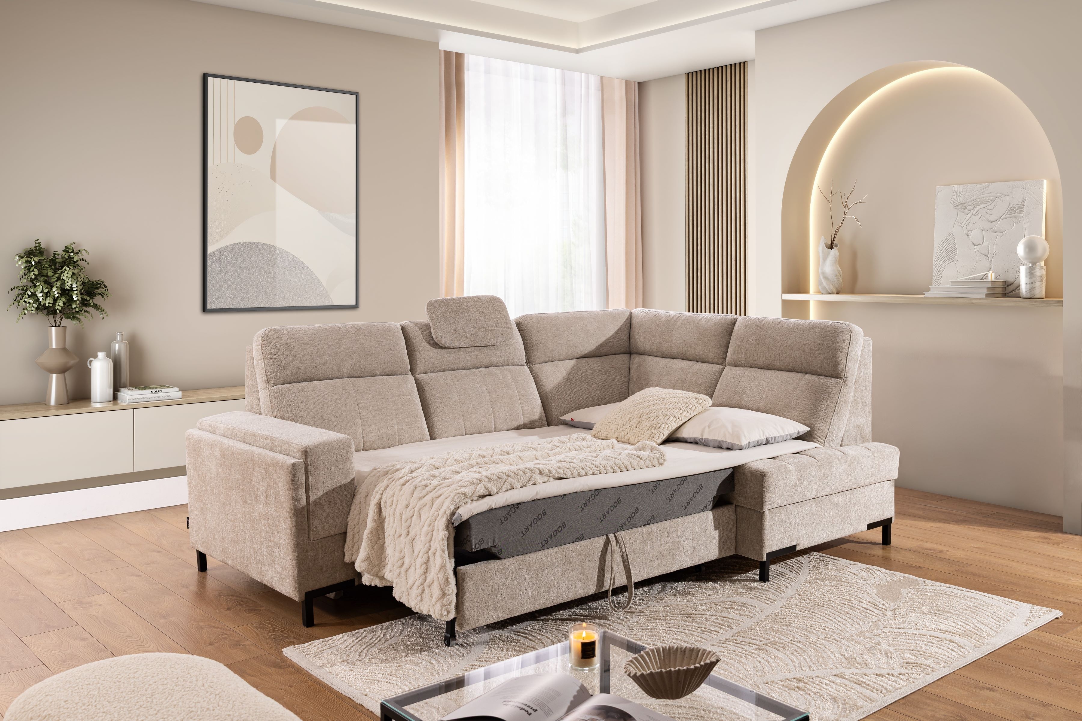 Rohová sedací souprava Gespano L pravá - široký vsazený bok Rohová sedací souprava Gespano L pravá z szerokim, wcietym bokiem