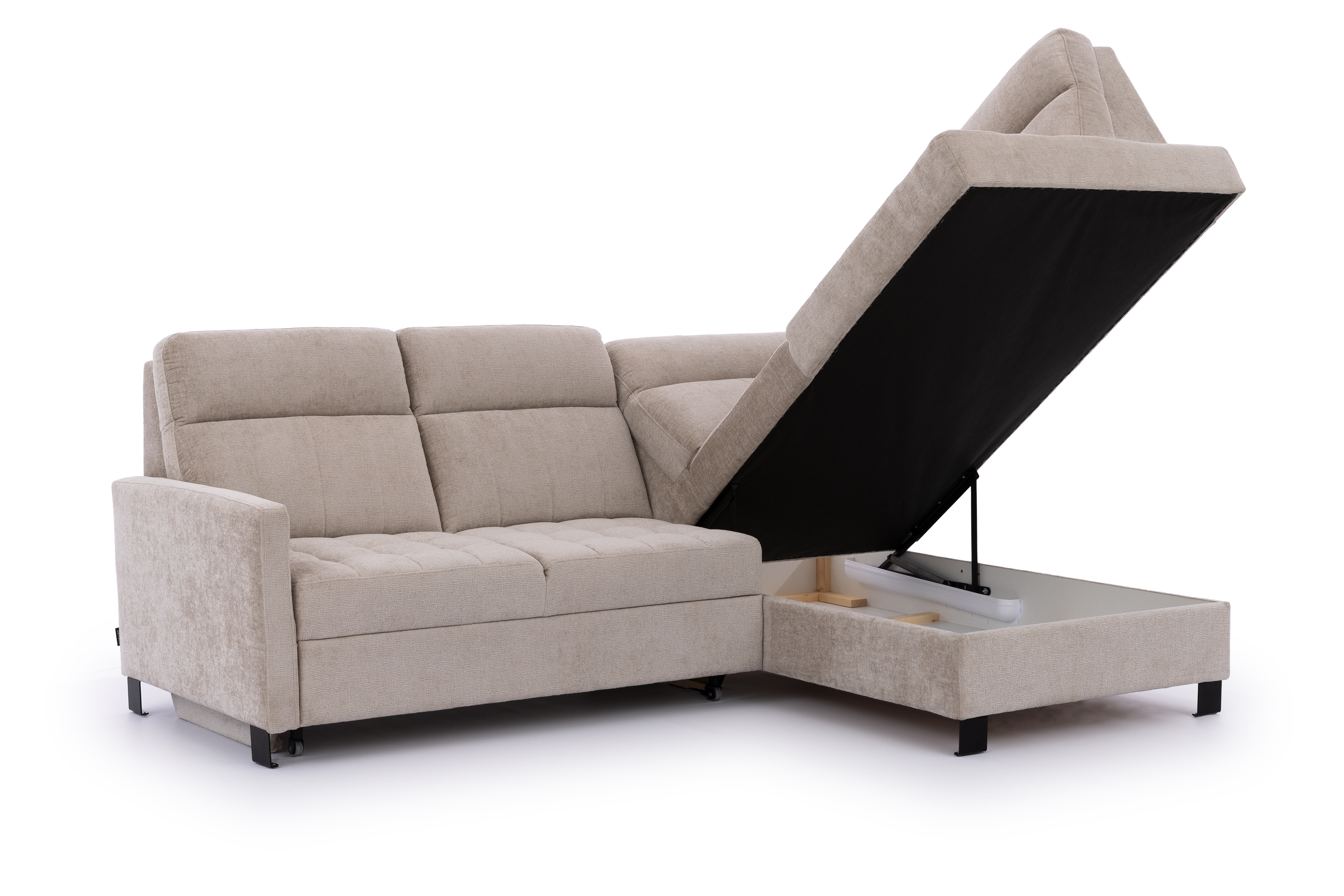 Rohová sedačka Gespano L pravostranná s úzkou opierkou - béžový šenil Perfect Harmony 07 Rohová sedacia súprava Gespano L pravá strana z waskim bokiem - béžový šenil Perfect Harmony 07