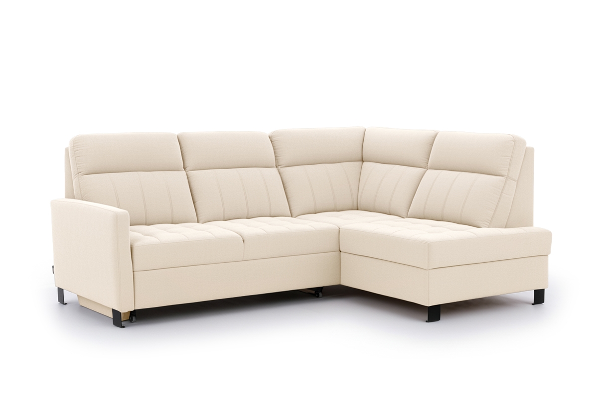 Rohová pohovka Gespano L pravostranná s úzkou područkou - krémová tkanina Sand 03 Rohová sedací souprava Gespano L pravá z waskim bokiem - kremowa Pletenina Sand 03