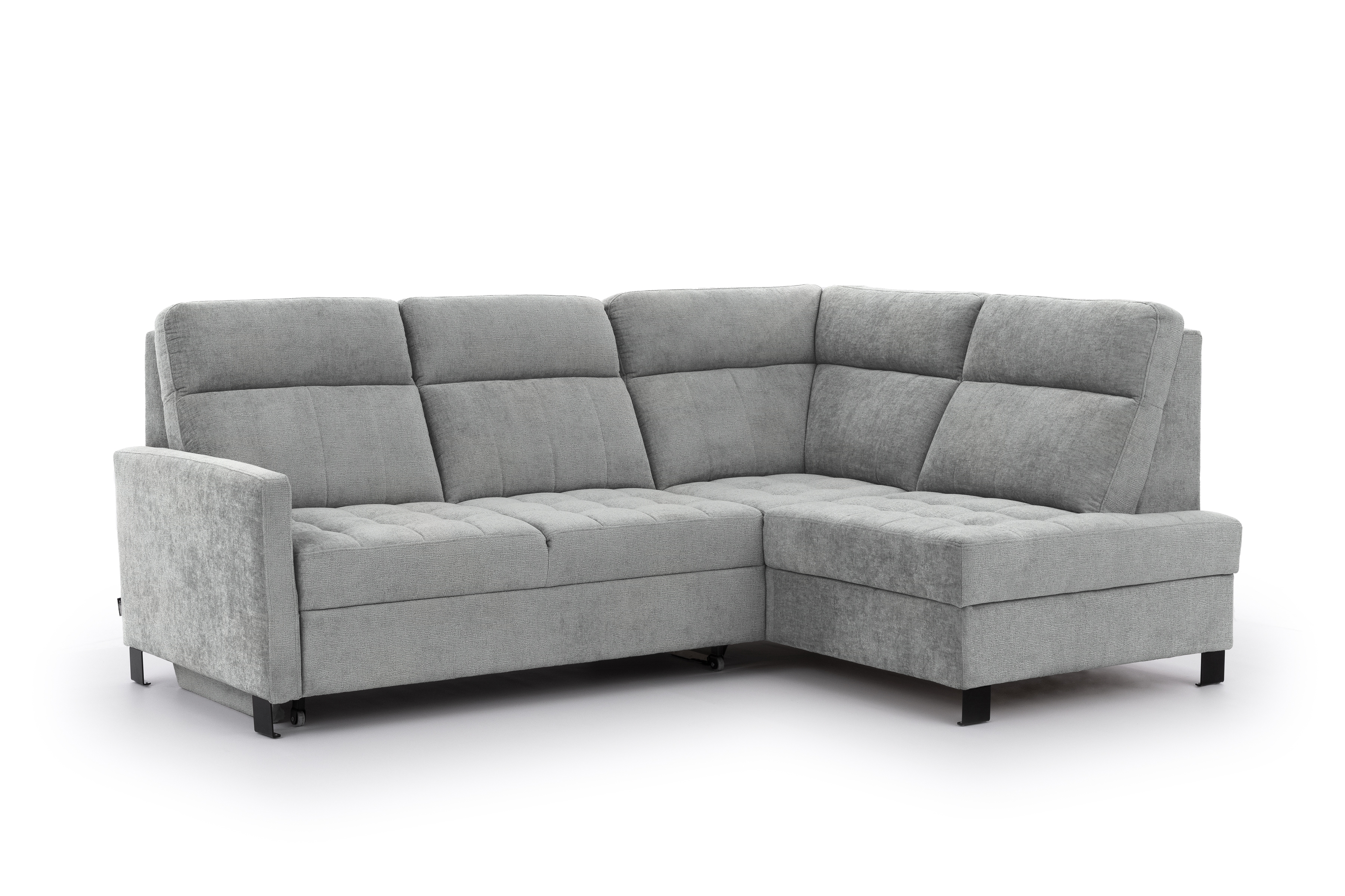 Rohová sedačka Gespano L pravostranná s úzkou opierkou - sivý šenil Perfect Harmony 80 Rohová sedacia súprava Gespano L pravá strana z waskim bokiem - šedý šenil Perfect Harmony 80