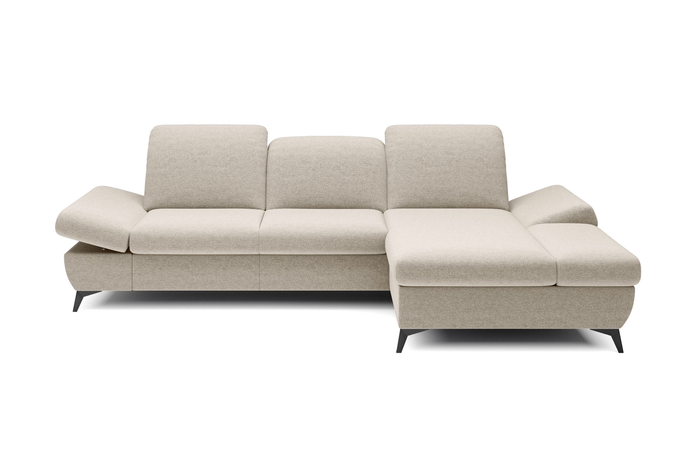 Rozkládací rohová sedací souprava Hares pravá - krémová látka Loft 1 Rohová sedací souprava Hares s funkcí spaní pravá strana - Krémový plecionka Loft 1