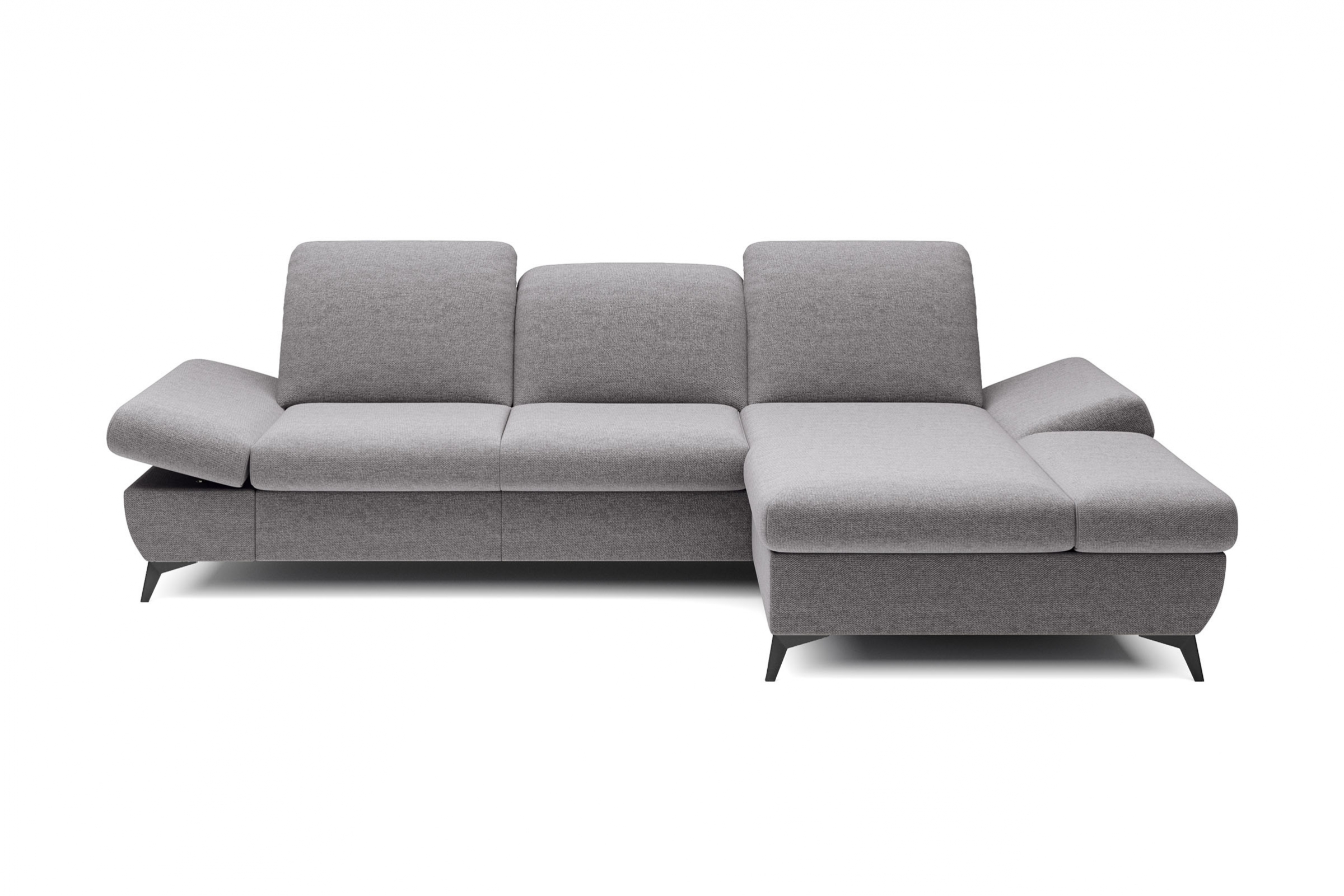 Rozkládací rohová sedací souprava Hares pravá - šedá látka Loft 19 Rohová sedací souprava Hares s funkcí spaní pravá strana - šedá plecionka Loft 19