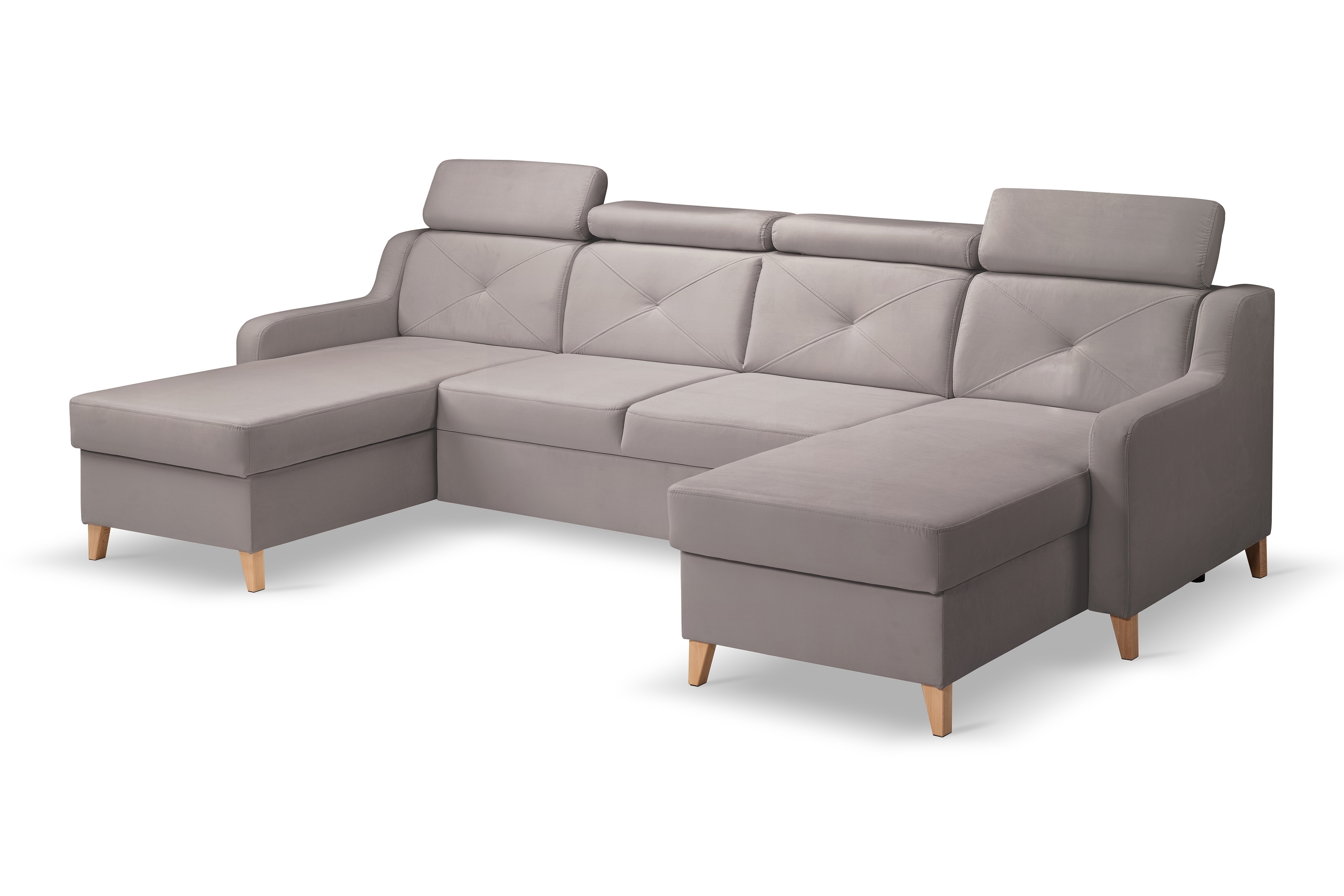 Rozkládací rohová sedací souprava Laksaro U - tmavě béžová Jasmine 25 Rohová sedací souprava Laksaro U uniwersalny prawo/levá - ciemno béžová samet Jasmine 25 