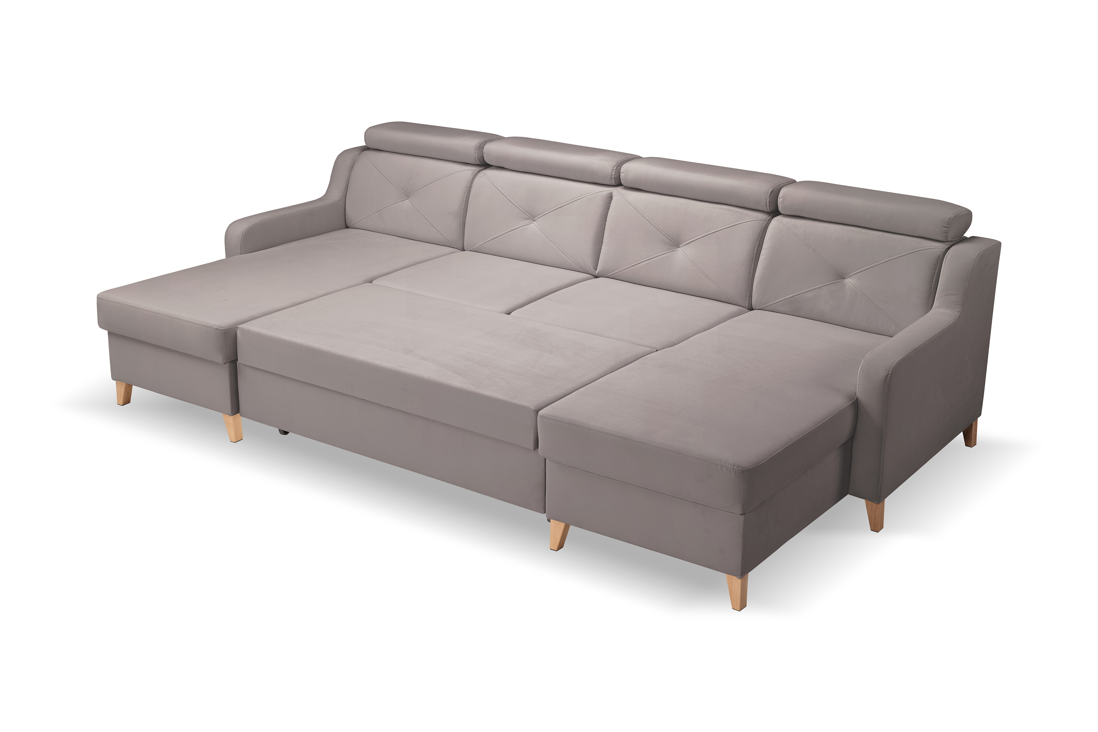 Rozkládací rohová sedací souprava Laksaro U - tmavě béžová Jasmine 25 Rohová sedací souprava Laksaro U uniwersalny prawo/levá - ciemno béžová samet Jasmine 25 