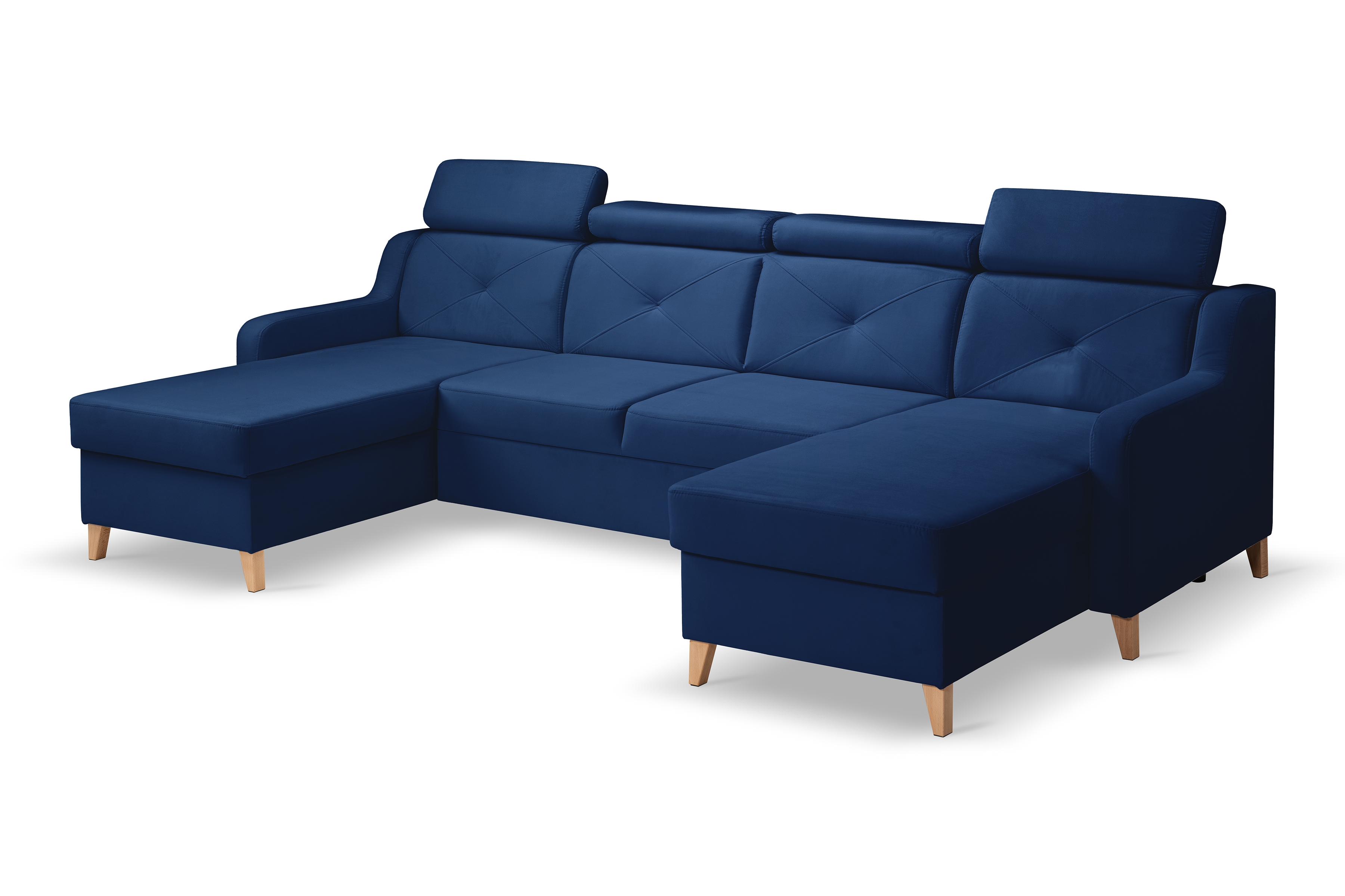 Rozkládací rohová sedací souprava Laksaro U - tmavě modrá Trinity 31 Rohová sedací souprava Laksaro U uniwersalny prawo/levá - tmavě modrá welwet Trinity 31