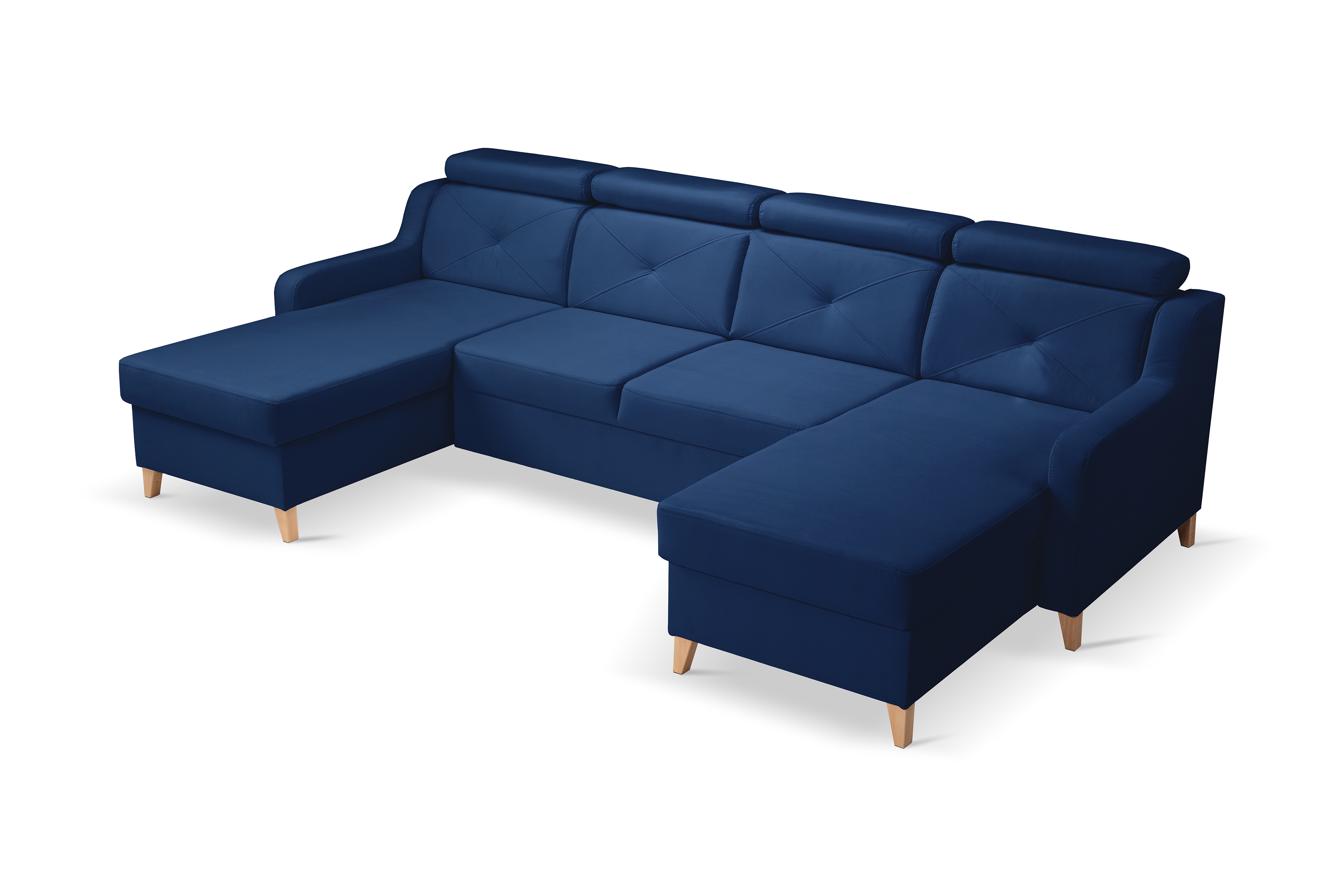 Rozkládací rohová sedací souprava Laksaro U - tmavě modrá Trinity 31 Rohová sedací souprava Laksaro U uniwersalny prawo/levá - tmavě modrá welwet Trinity 31