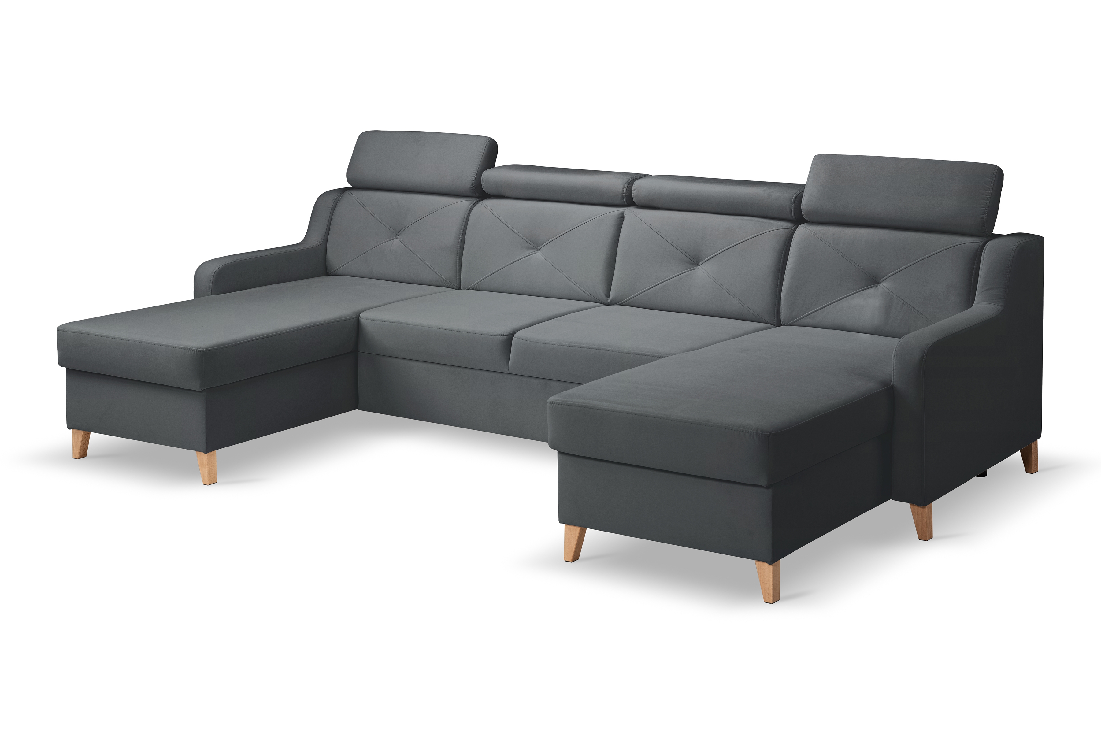 Rozkládací rohová sedací souprava Laksaro U - šedá Jasmine 96 Rohová sedací souprava Laksaro U uniwersalny prawo/levá - šedá samet Jasmine 96