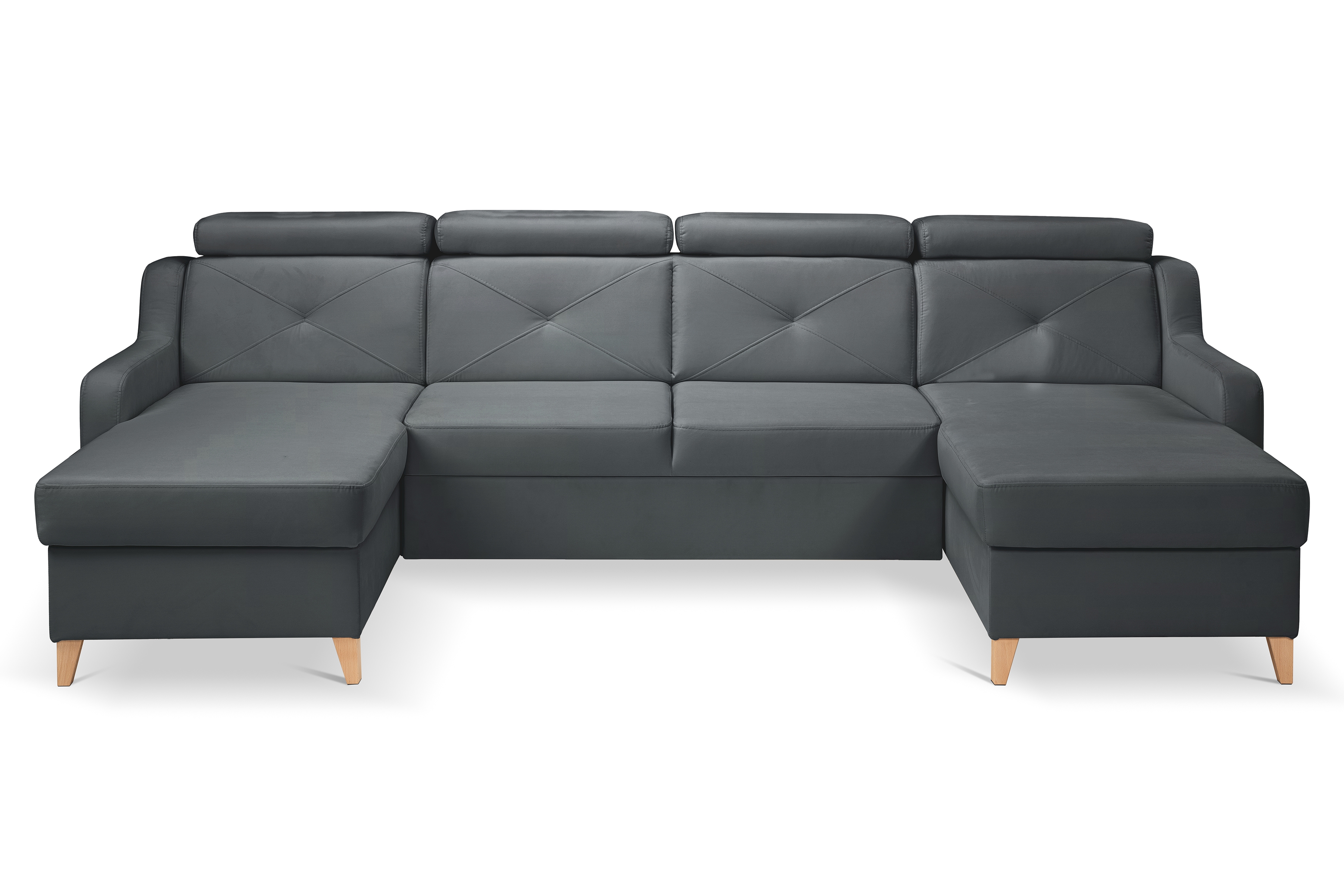 Rozkládací rohová sedací souprava Laksaro U - šedá Jasmine 96 Rohová sedací souprava Laksaro U uniwersalny prawo/levá - šedá samet Jasmine 96