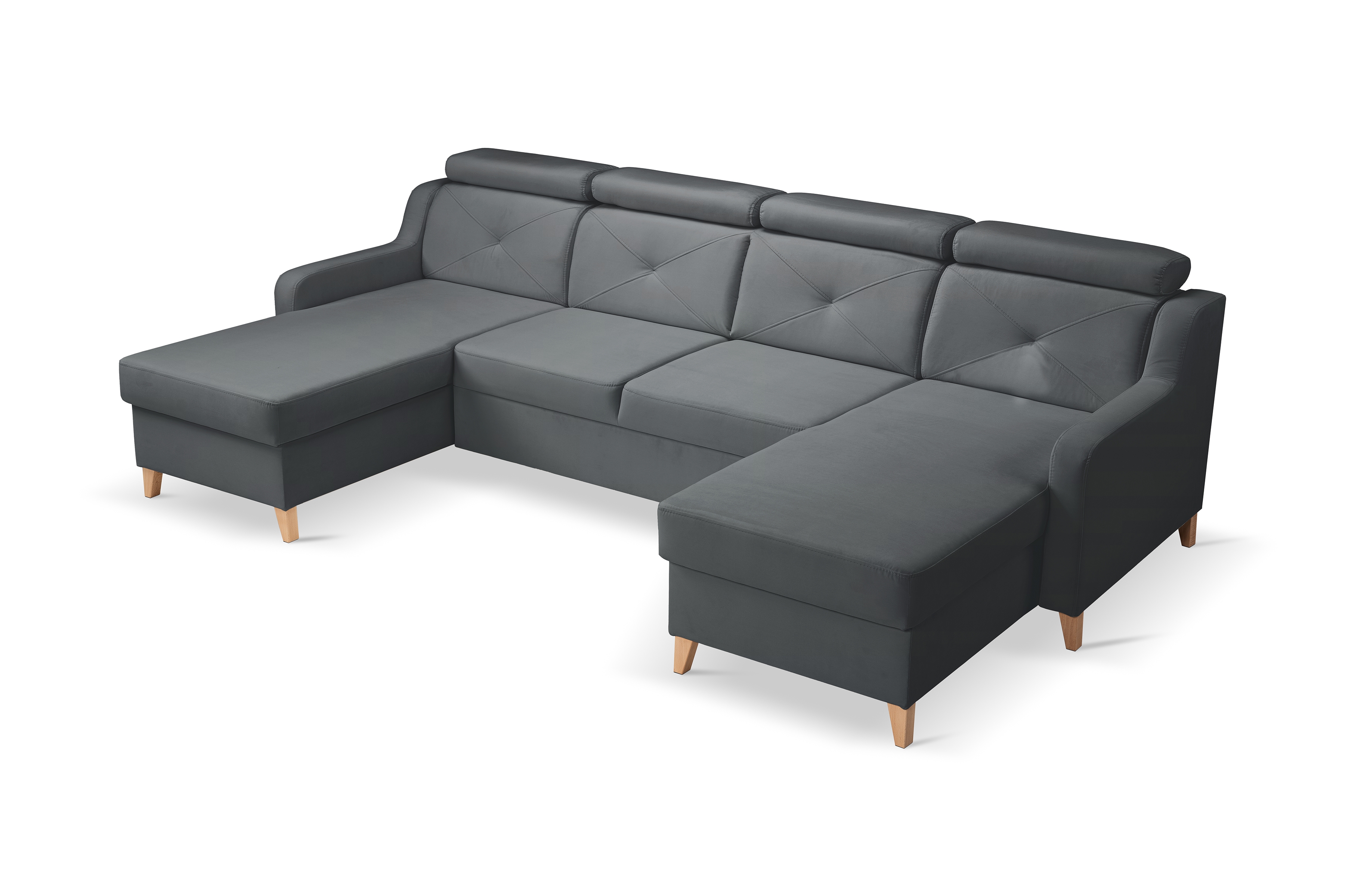 Rozkládací rohová sedací souprava Laksaro U - šedá Jasmine 96 Rohová sedací souprava Laksaro U uniwersalny prawo/levá - šedá samet Jasmine 96