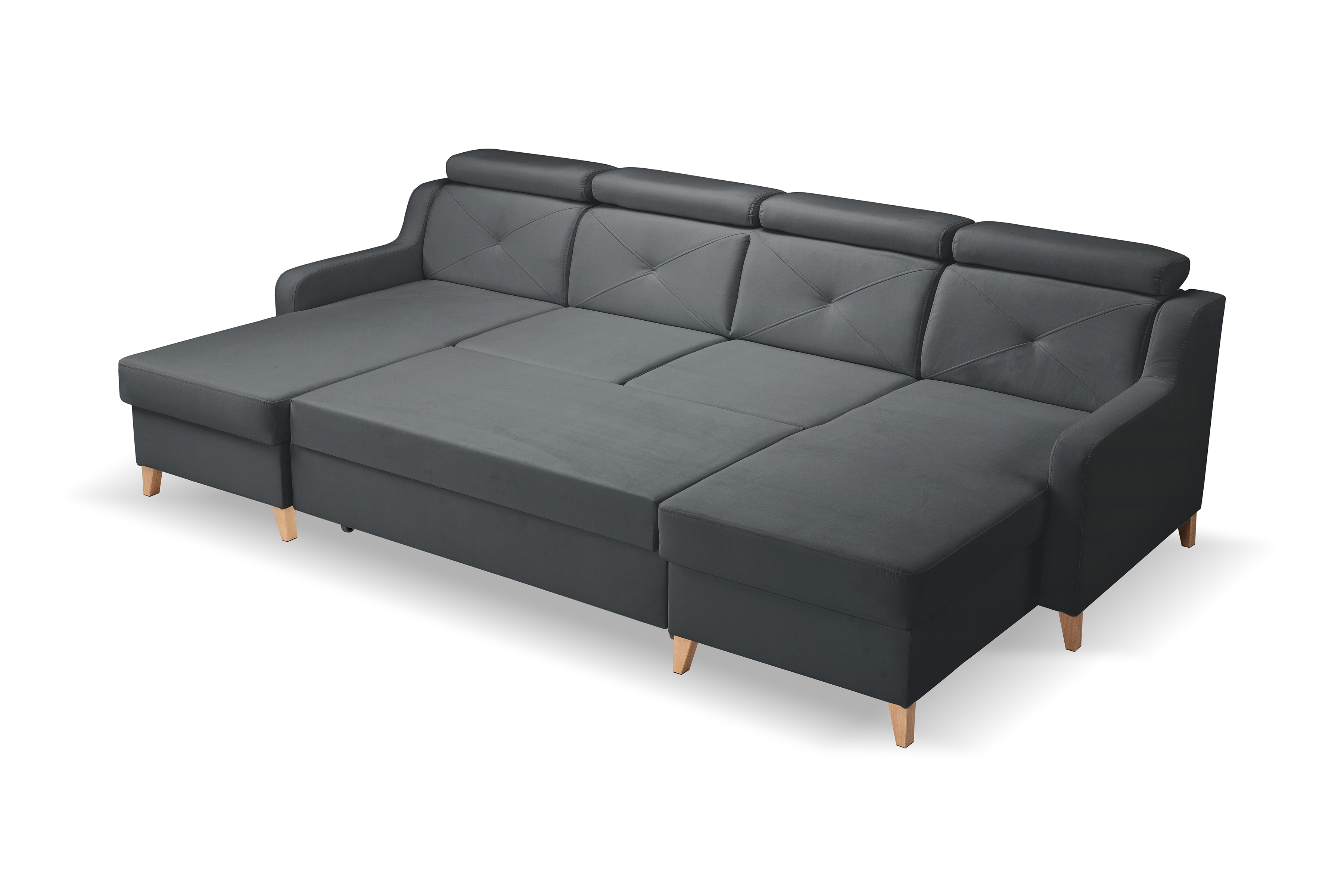 Rozkládací rohová sedací souprava Laksaro U - šedá Jasmine 96 Rohová sedací souprava Laksaro U uniwersalny prawo/levá - šedá samet Jasmine 96