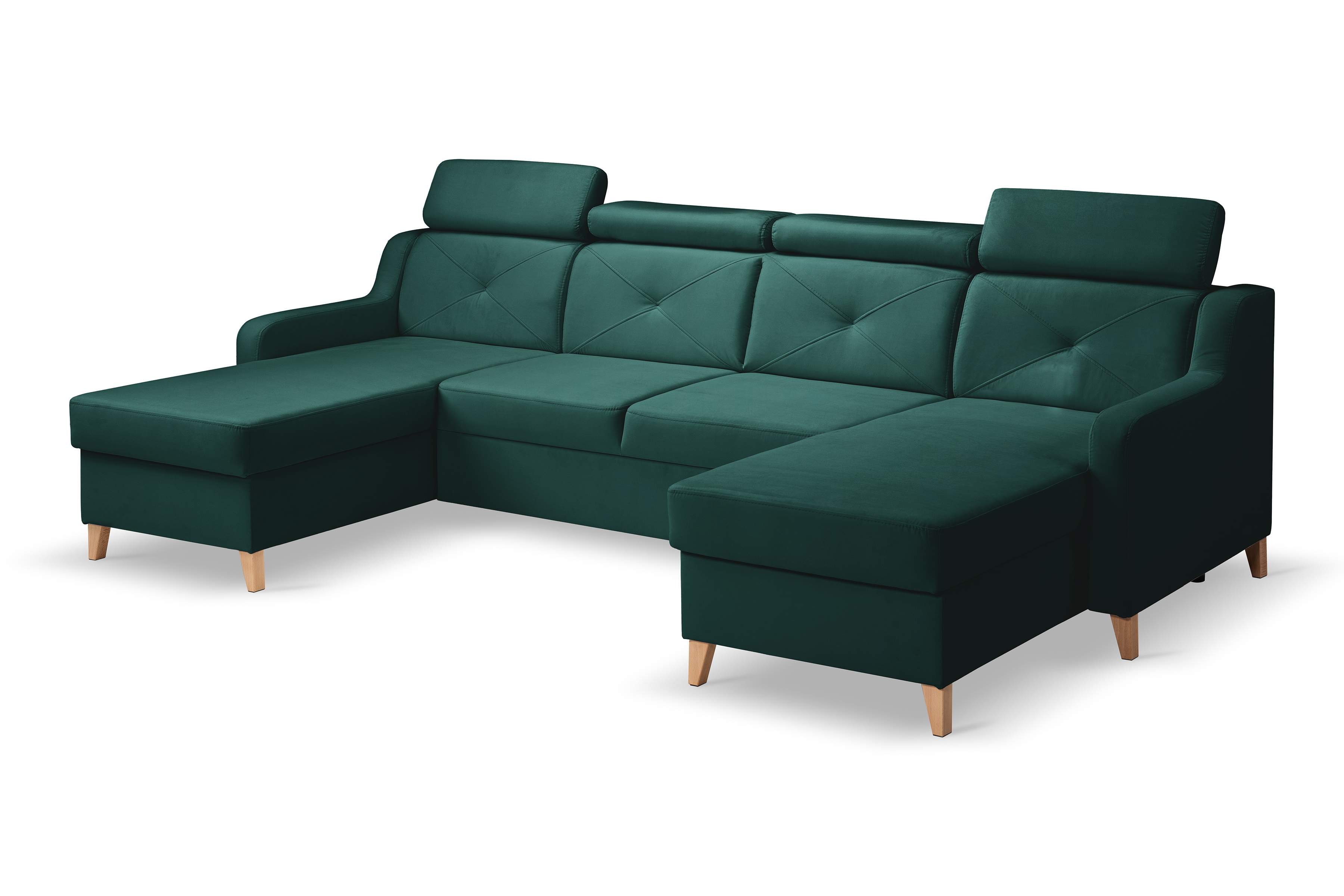 Rozkládací rohová sedací souprava Laksaro U - zelená Trinity 28 Rohová sedací souprava Laksaro U uniwersalny prawo/levá - zelená welwet Trinity 28